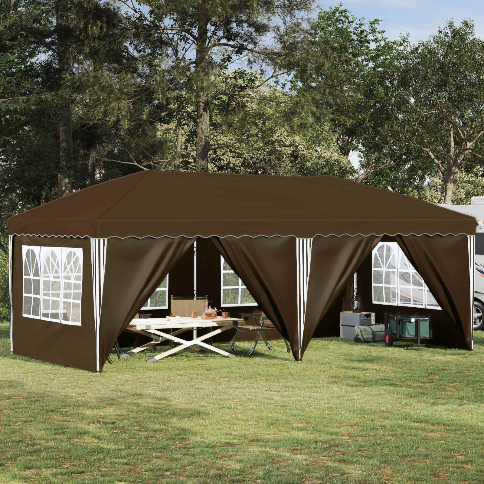 Pop-up šventinis palapinė 575 x 288 x 245 cm Taupe Pop-up šventinis palapinė 575 x 288 x 245 cm Taupe - Image 2
