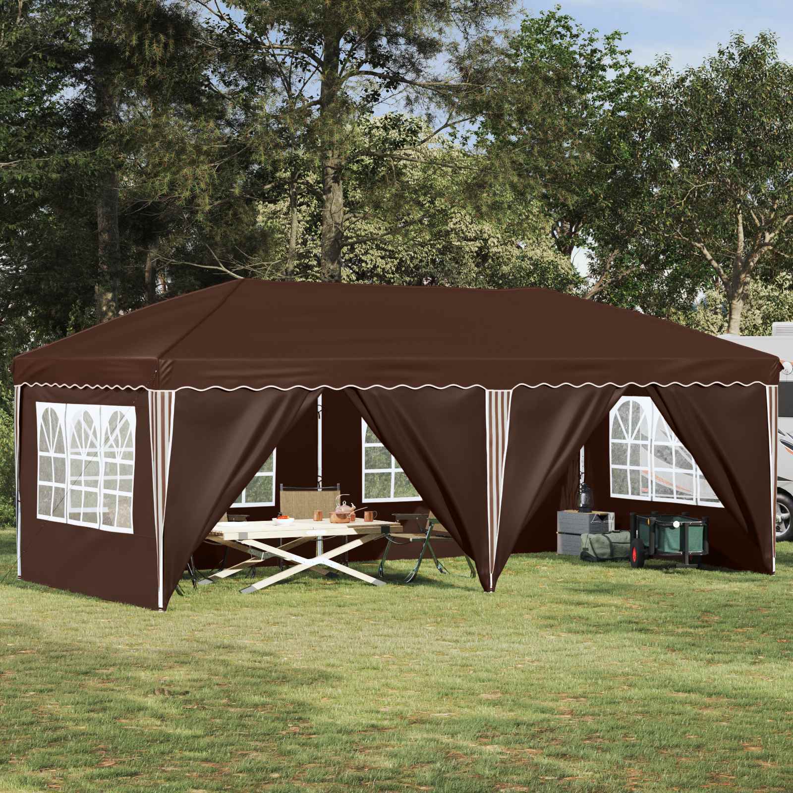 Pop-up šventinis palapinė 575 x 288 x 245 cm Ruda Pop-up šventinis palapinė 575 x 288 x 245 cm Ruda - Image 2