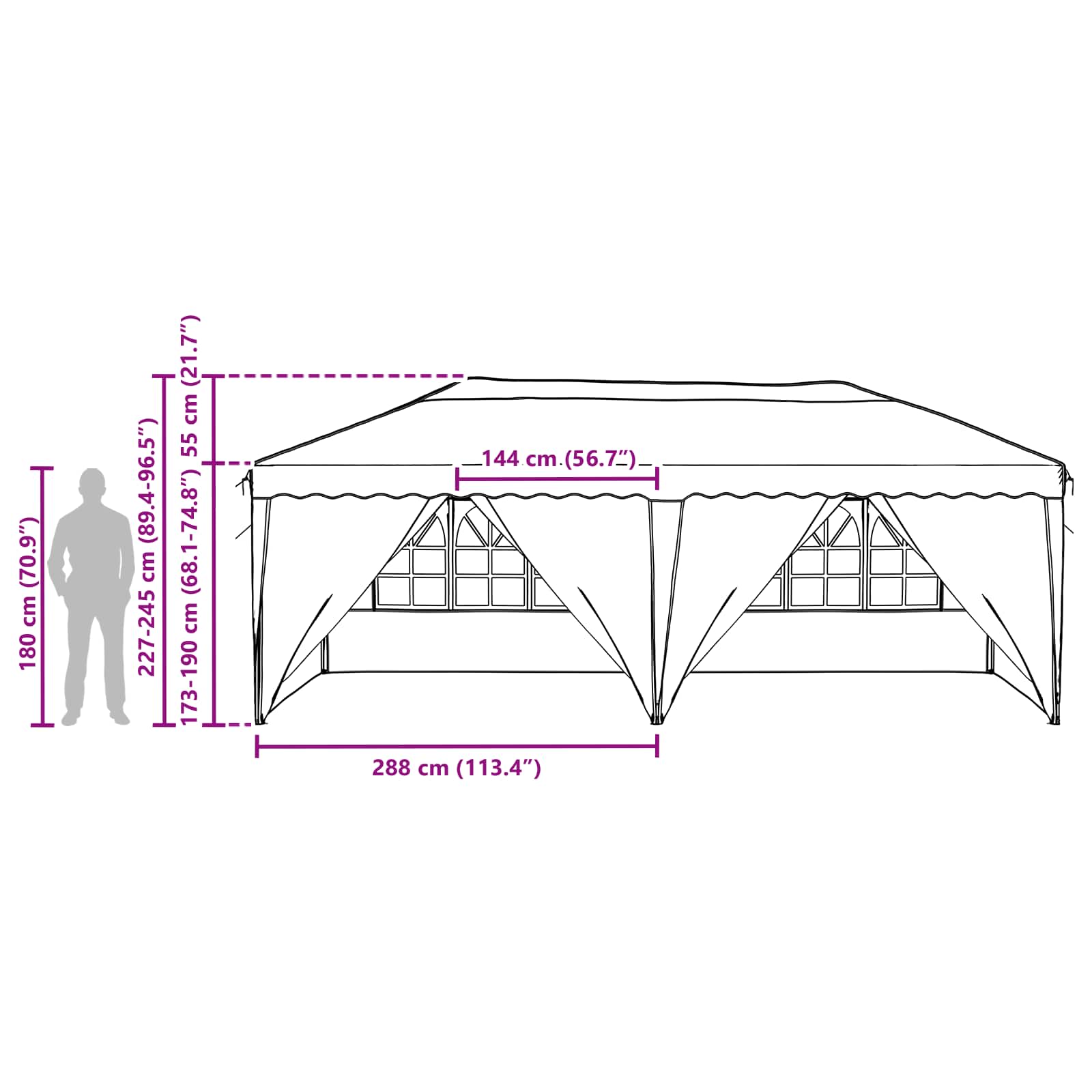 Pop-up šventinis palapinė 575 x 288 x 245 cm Ruda Pop-up šventinis palapinė 575 x 288 x 245 cm Ruda