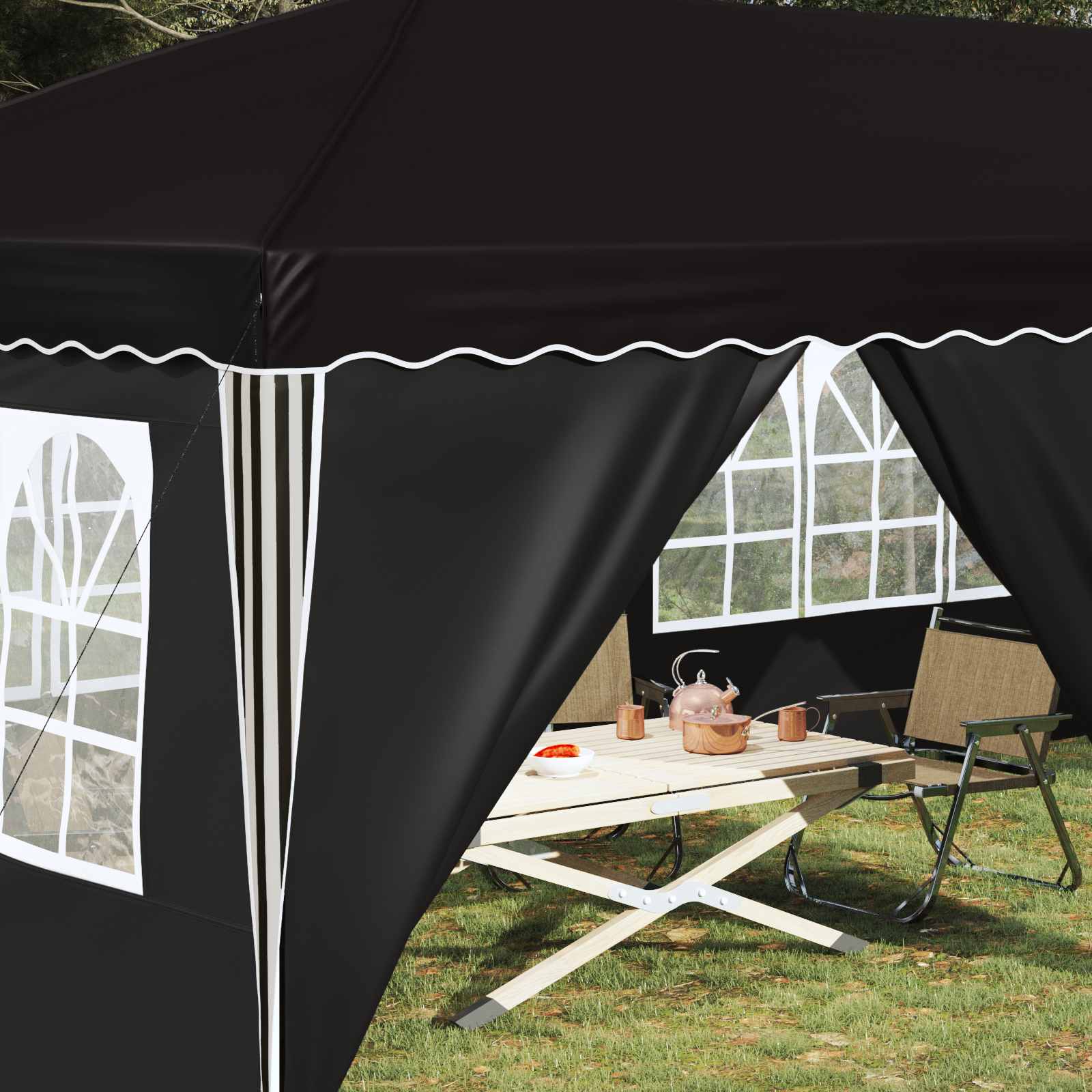 Pop-up šventinis palapinė 575 x 288 x 245 cm Juoda Pop-up šventinis palapinė 575 x 288 x 245 cm Juoda - Image 4