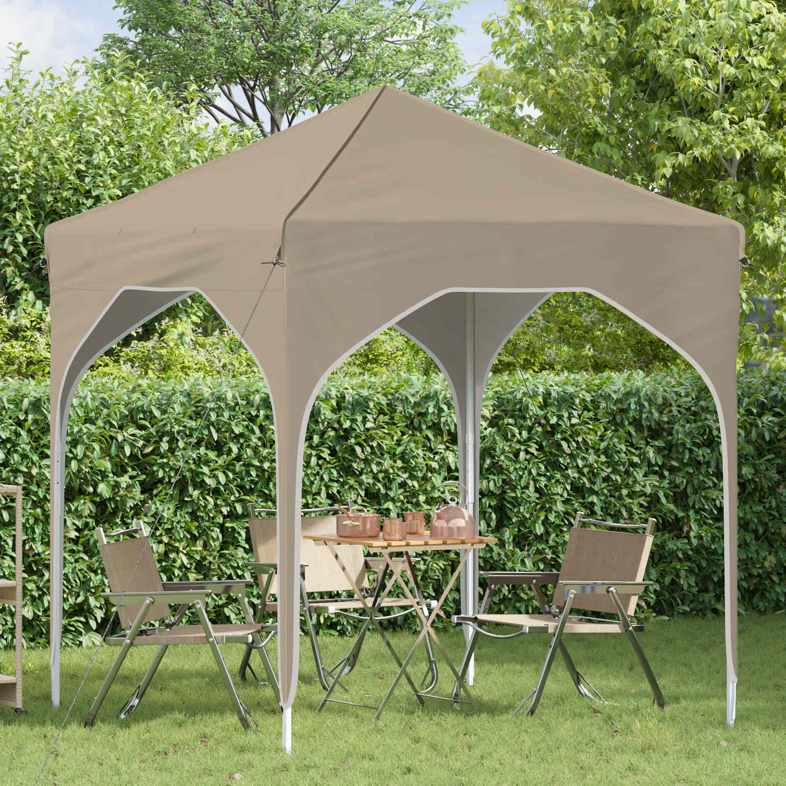 Pop-up šventinis palapinė 194 x 194 x 245 cm Kreminė Pop-up šventinis palapinė 194 x 194 x 245 cm Kreminė - Image 4