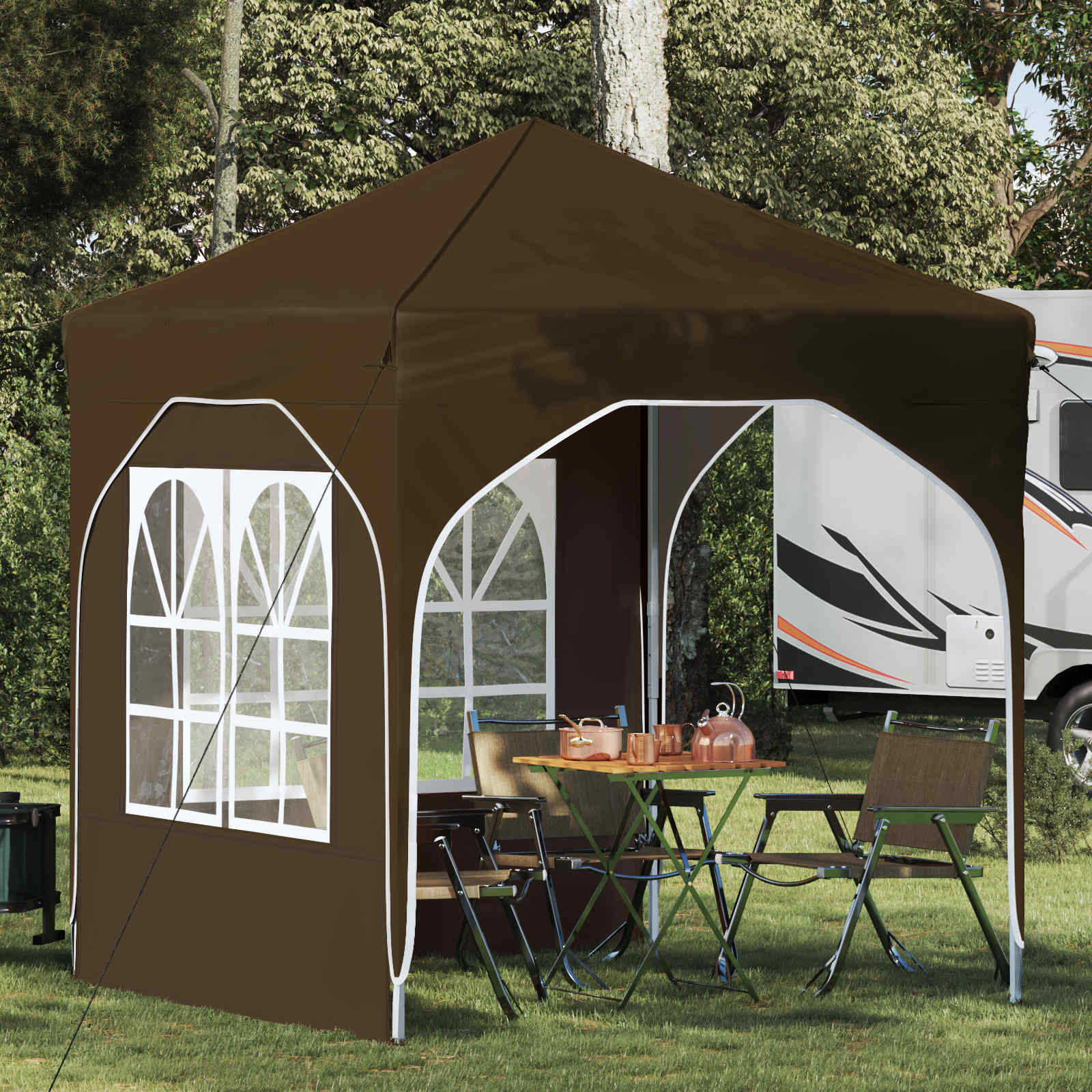 Pop-up šventinis palapinė 192 x 192 x 245 cm Taupe Pop-up šventinis palapinė 192 x 192 x 245 cm Taupe - Image 2