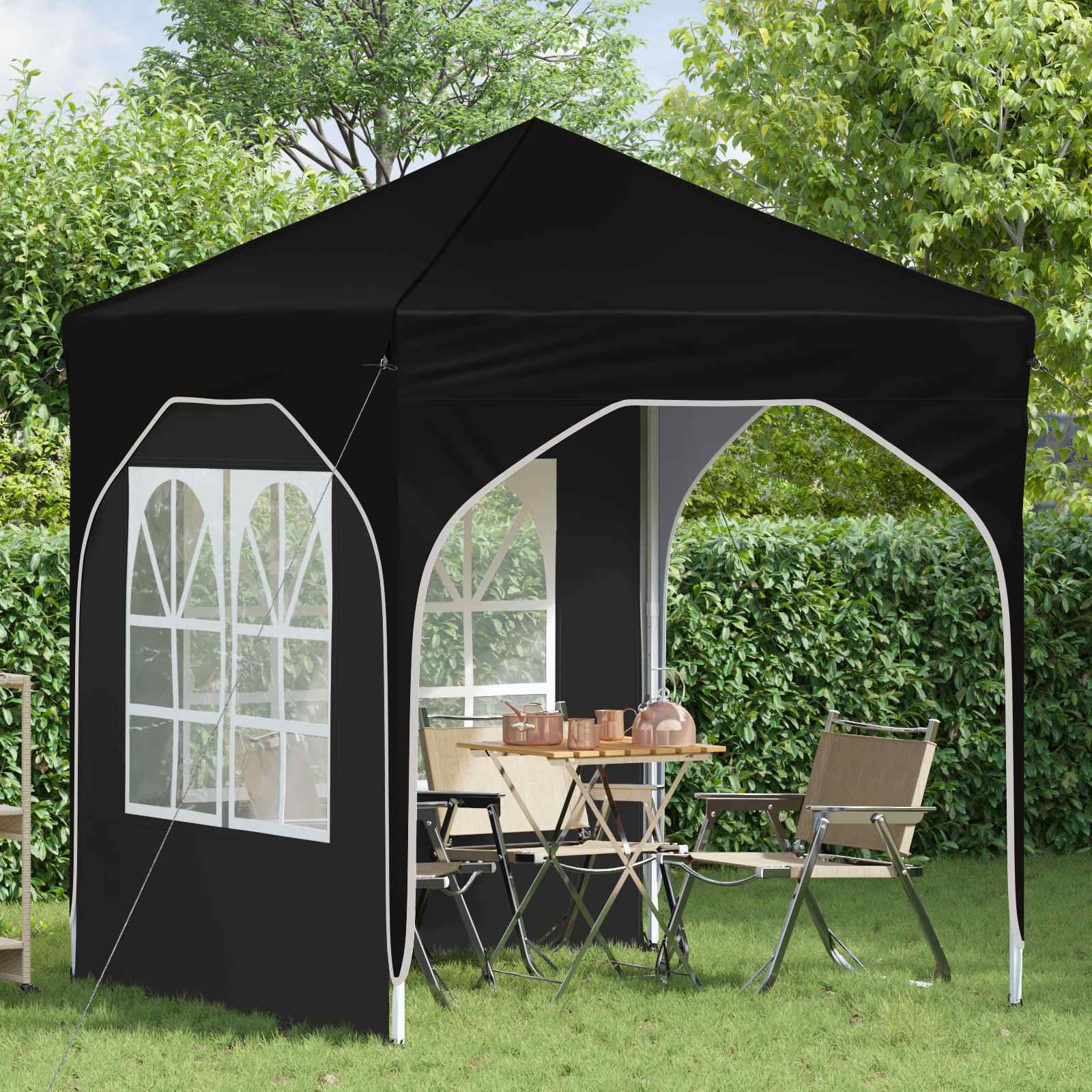 Pop-up šventinis palapinė 192 x 192 x 245 cm Juoda Pop-up šventinis palapinė 192 x 192 x 245 cm Juoda - Image 4