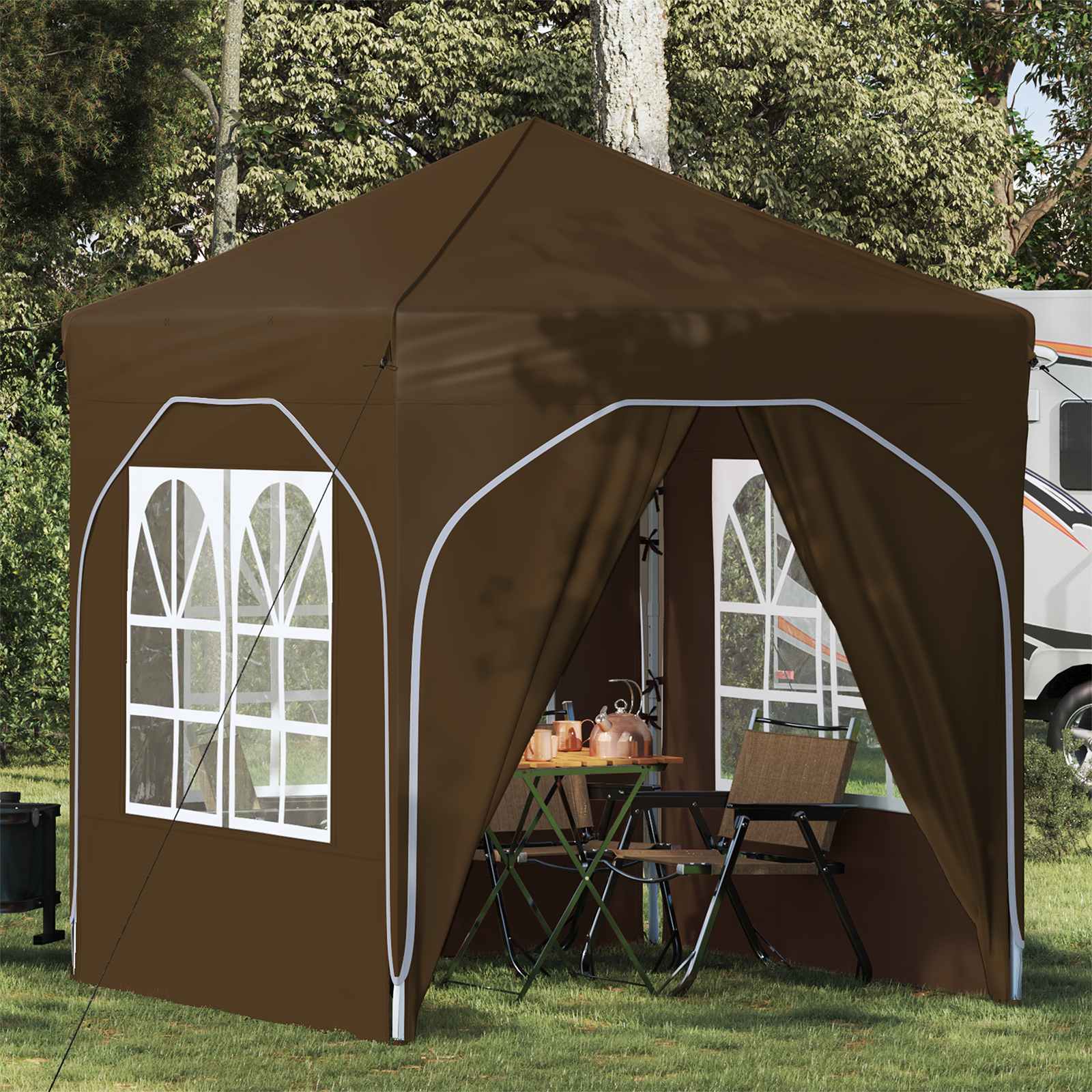 Pop-up šventinis palapinė 192 x 192 x 245 cm Taupe Pop-up šventinis palapinė 192 x 192 x 245 cm Taupe - Image 2