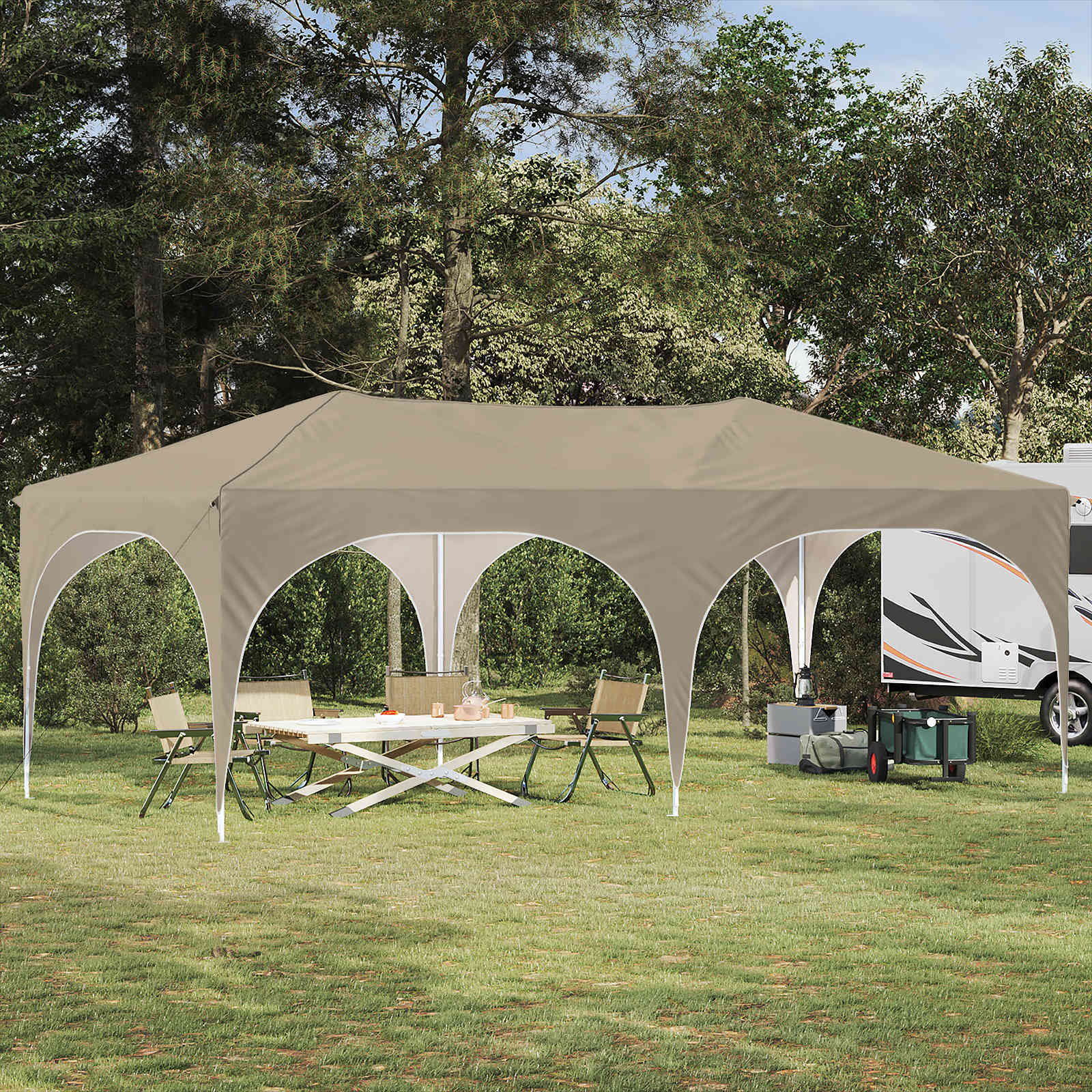 Pop-up šventinis palapinė 575 x 288 x 245 cm Kreminė Pop-up šventinis palapinė 575 x 288 x 245 cm Kreminė - Image 2