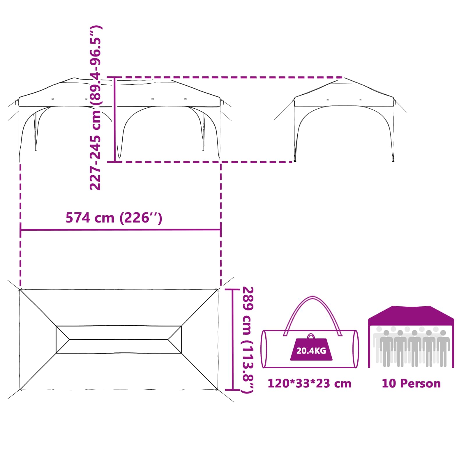 Pop-up šventinis palapinė 575 x 288 x 245 cm Kreminė Pop-up šventinis palapinė 575 x 288 x 245 cm Kreminė - Image 17