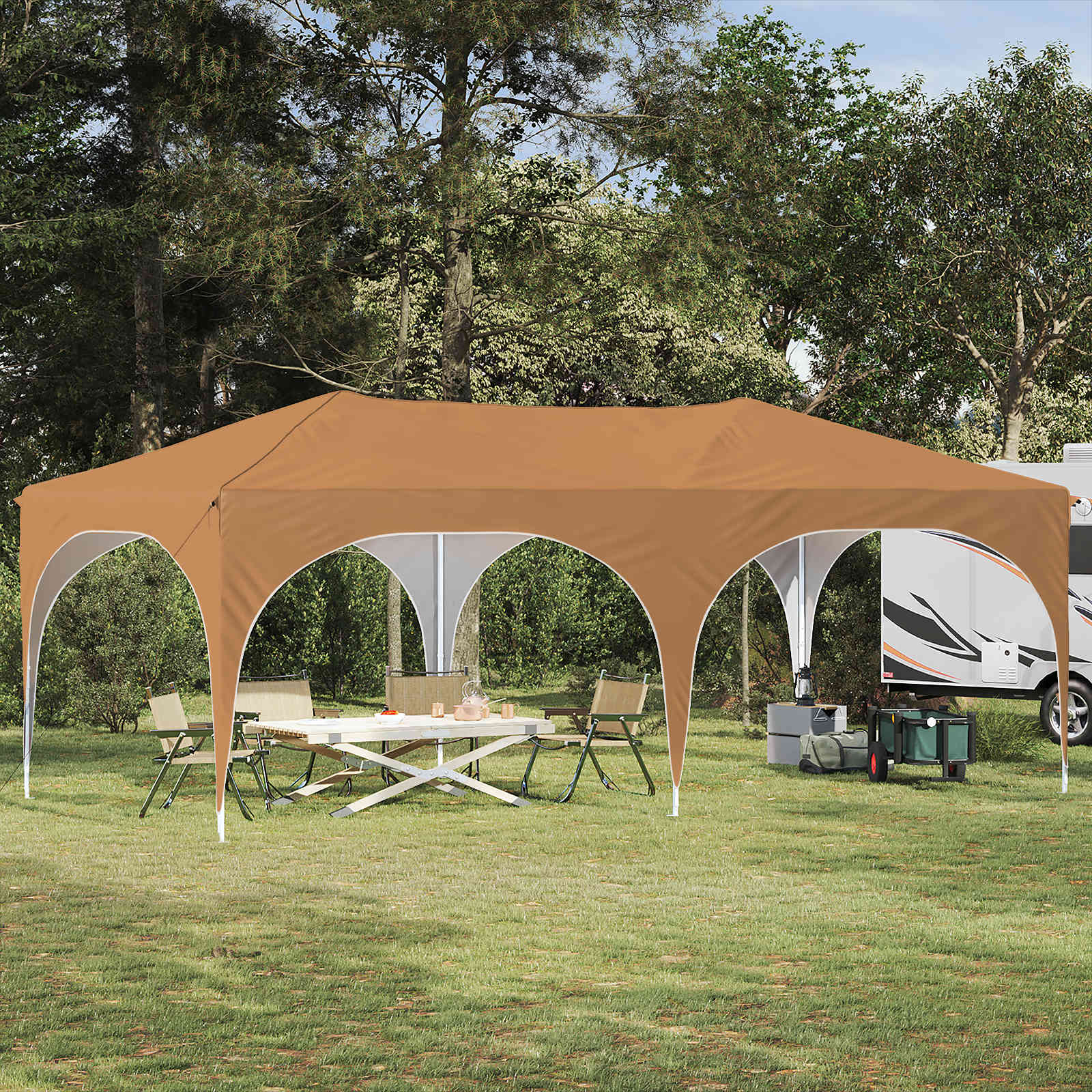 Pop-up šventinis palapinė 575 x 288 x 245 cm Smėlio Pop-up šventinis palapinė 575 x 288 x 245 cm Smėlio - Image 2