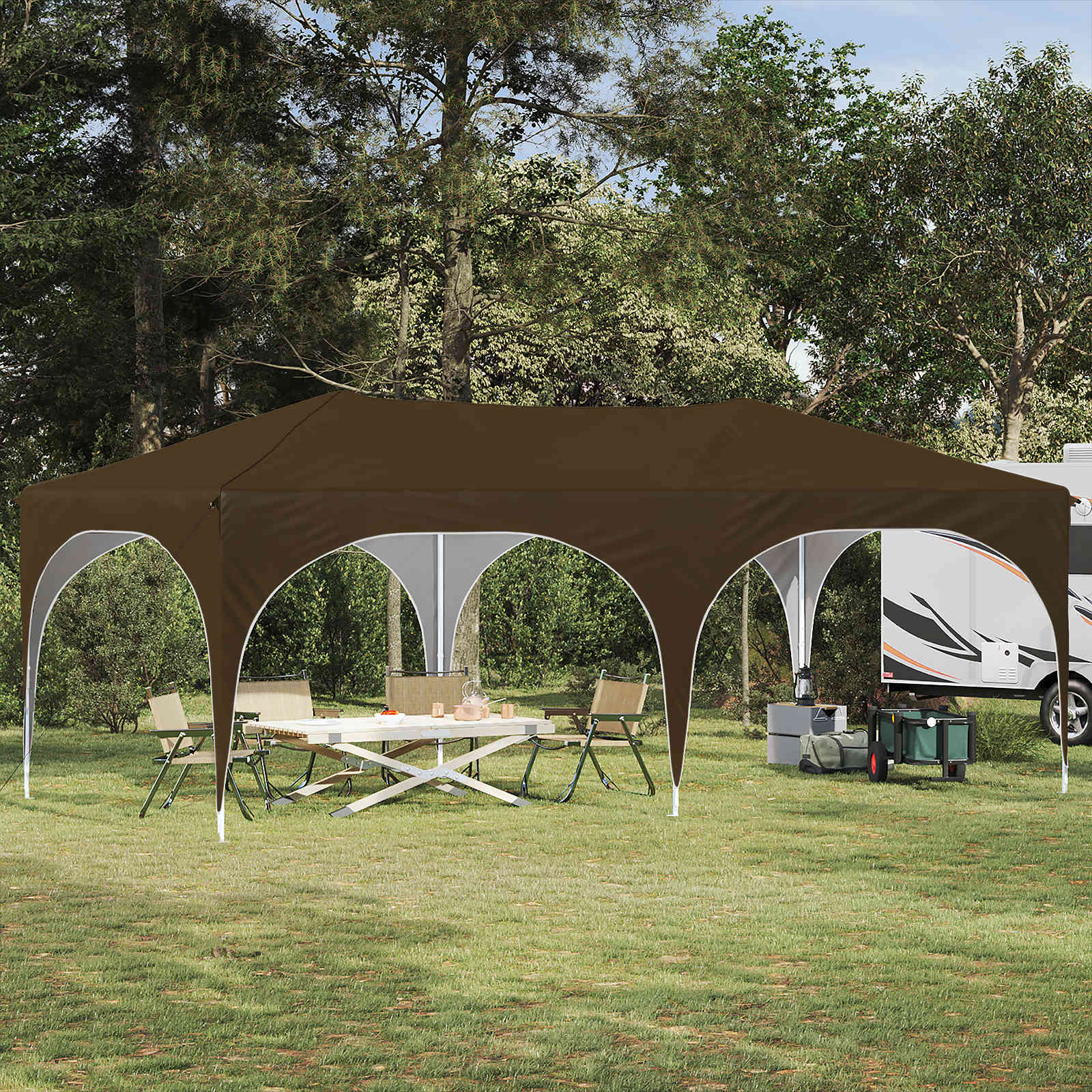 Pop-up šventinis palapinė 575 x 288 x 245 cm Taupe Pop-up šventinis palapinė 575 x 288 x 245 cm Taupe - Image 2