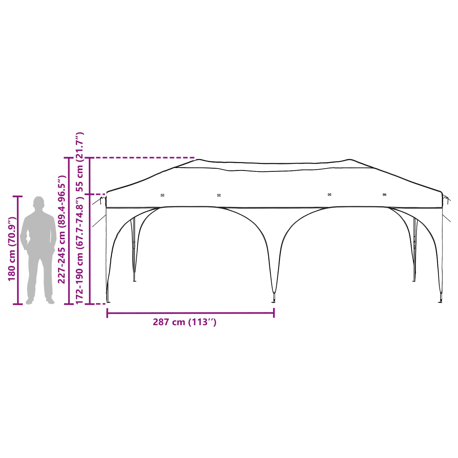 Pop-up šventinis palapinė 575 x 288 x 245 cm Taupe Pop-up šventinis palapinė 575 x 288 x 245 cm Taupe