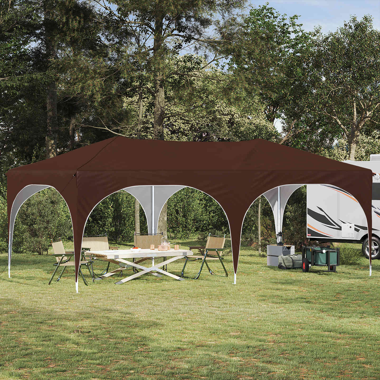 Pop-up šventinis palapinė 575 x 288 x 245 cm Ruda Pop-up šventinis palapinė 575 x 288 x 245 cm Ruda - Image 2