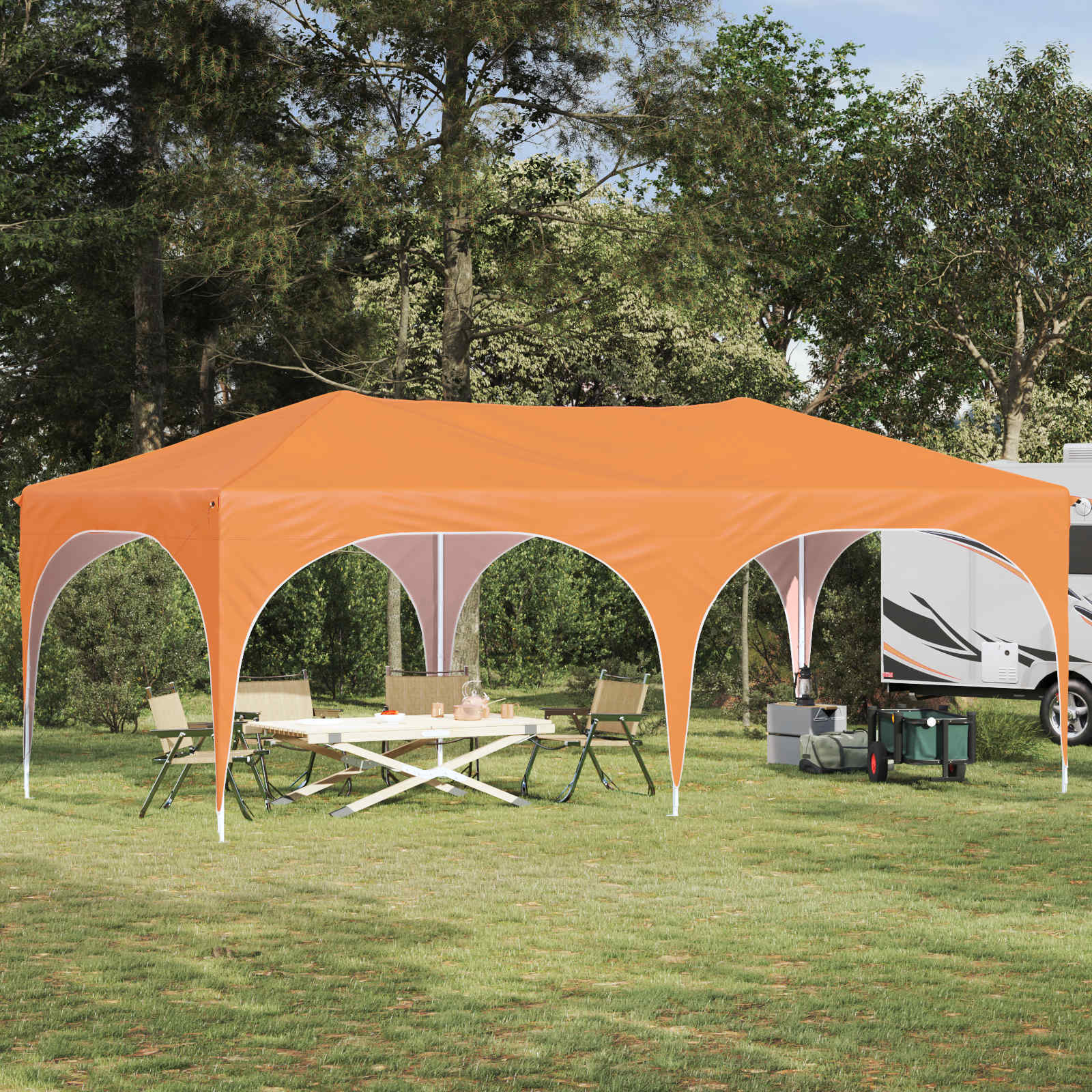 Pop-up šventinis palapinė 575 x 288 x 245 cm Oranžinė Pop-up šventinis palapinė 575 x 288 x 245 cm Oranžinė - Image 2