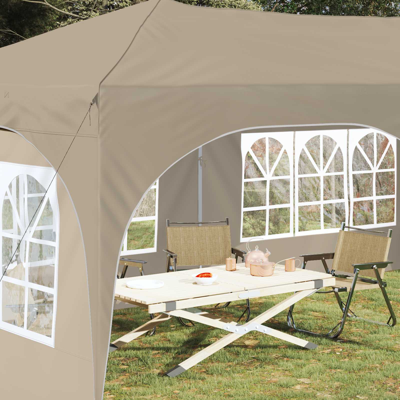 Pop-up šventinis palapinė 575 x 288 x 245 cm Kreminė Pop-up šventinis palapinė 575 x 288 x 245 cm Kreminė - Image 4
