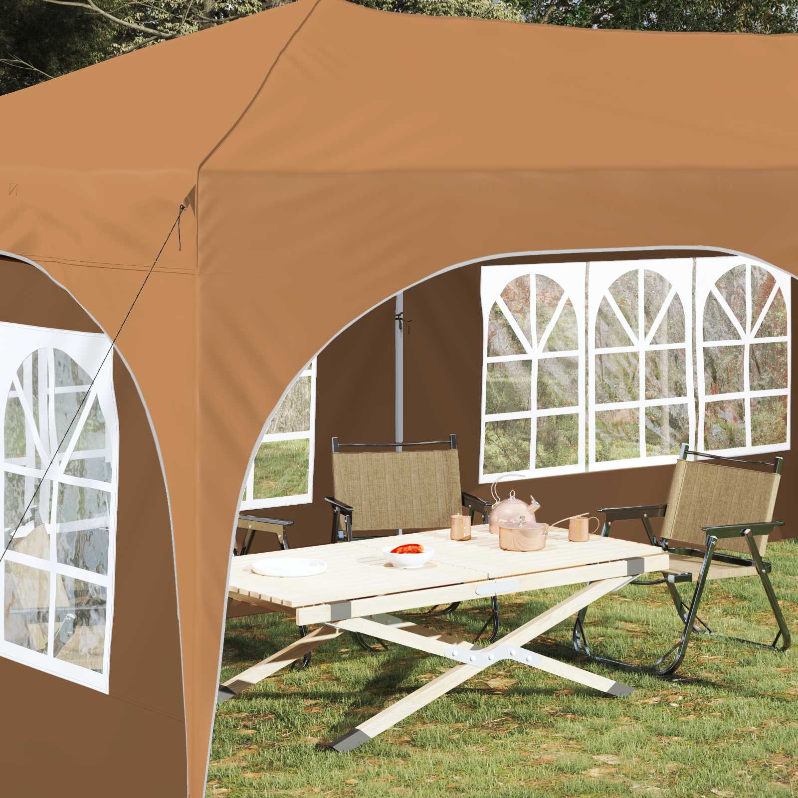 Pop-up šventinis palapinė 575 x 288 x 245 cm Smėlio Pop-up šventinis palapinė 575 x 288 x 245 cm Smėlio - Image 4