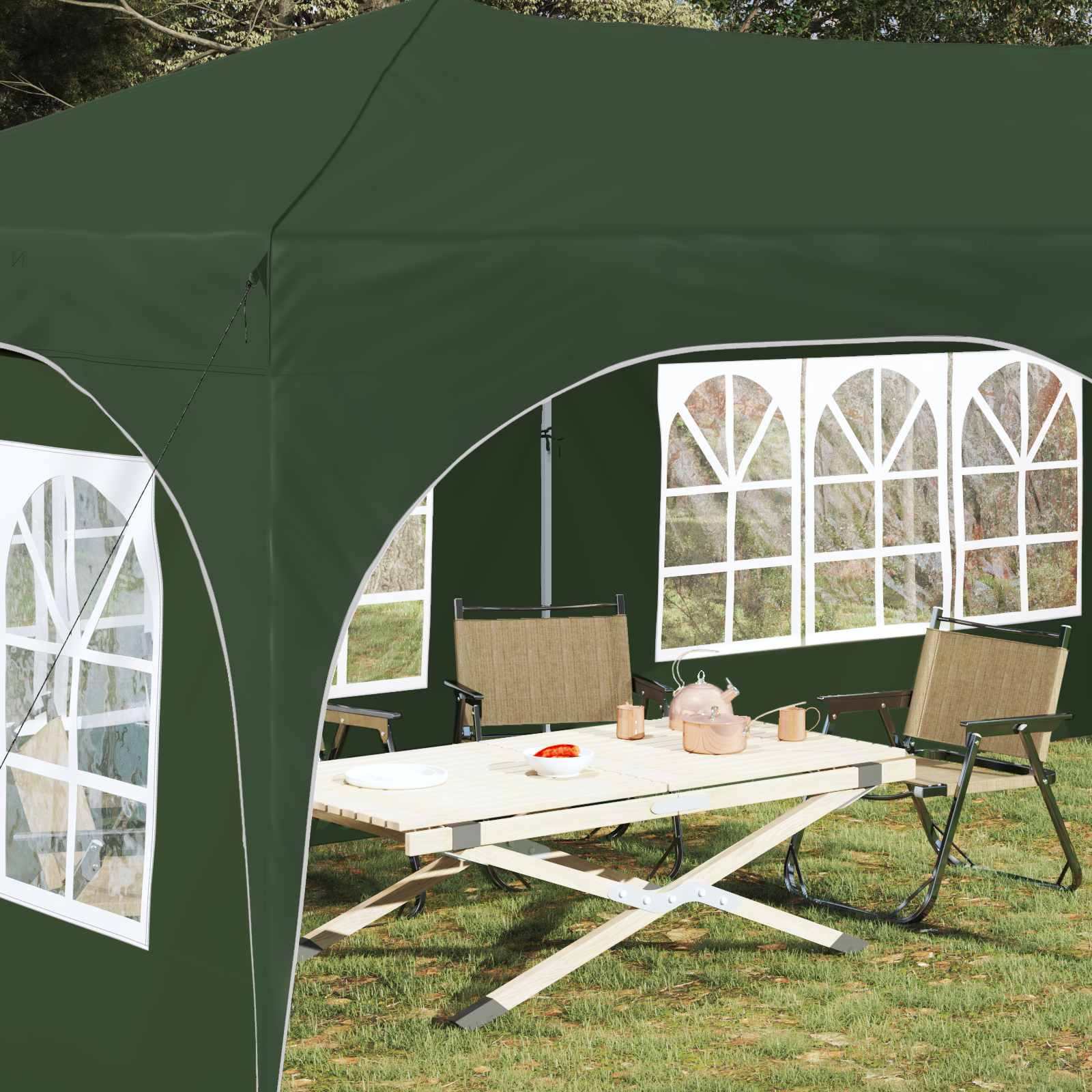 Pop-up šventinis palapinė 575 x 288 x 245 cm Žalia Pop-up šventinis palapinė 575 x 288 x 245 cm Žalia - Image 4