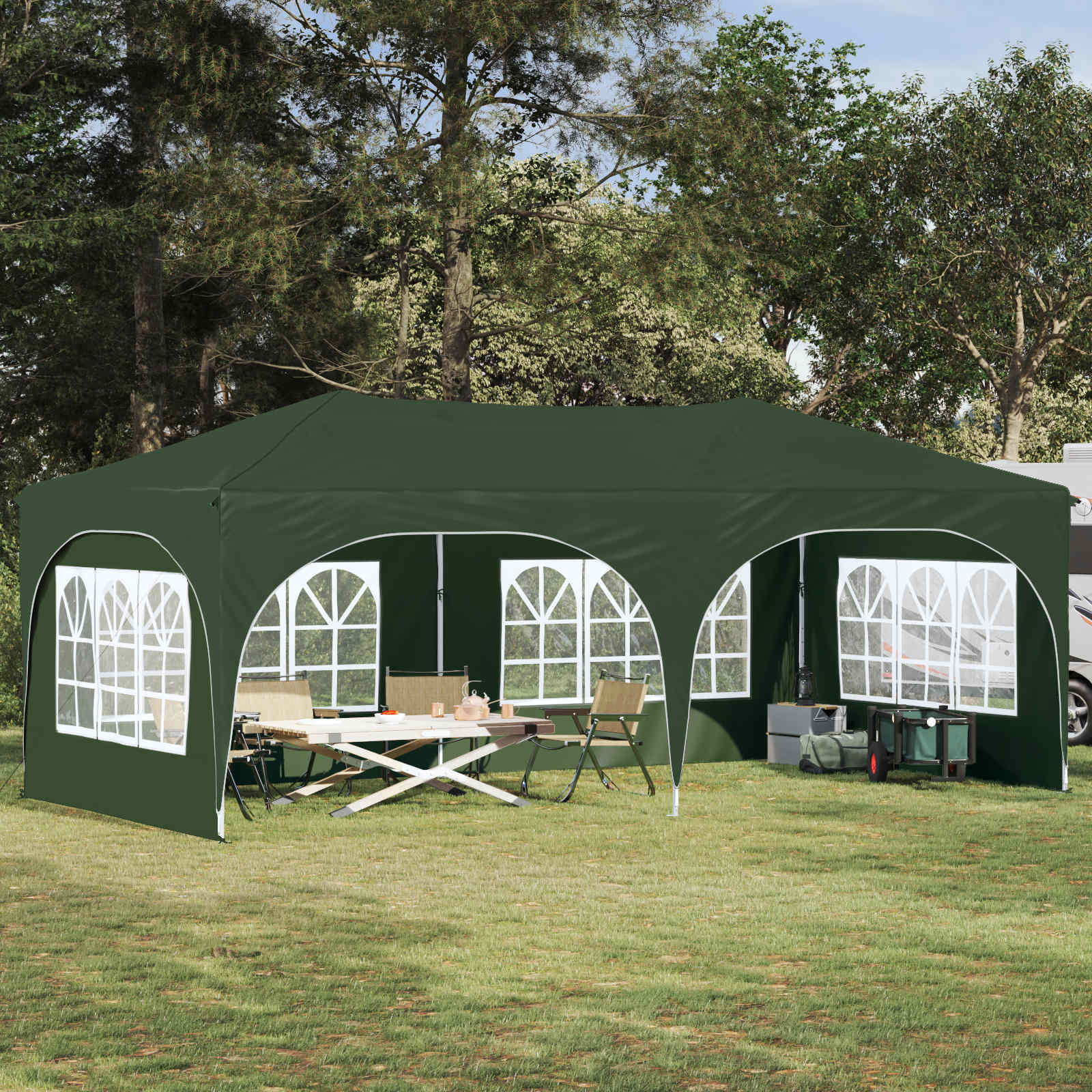 Pop-up šventinis palapinė 575 x 288 x 245 cm Žalia Pop-up šventinis palapinė 575 x 288 x 245 cm Žalia - Image 2