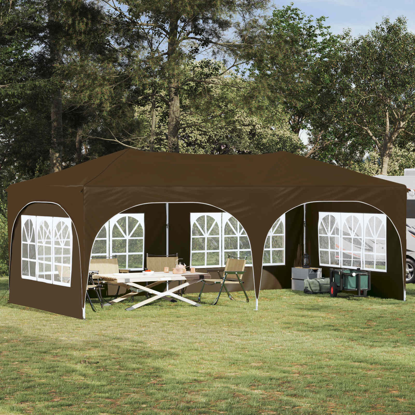 Pop-up šventinis palapinė 575 x 288 x 245 cm Taupe Pop-up šventinis palapinė 575 x 288 x 245 cm Taupe - Image 2