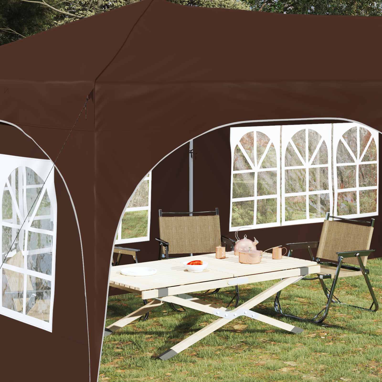Pop-up šventinis palapinė 575 x 288 x 245 cm Ruda Pop-up šventinis palapinė 575 x 288 x 245 cm Ruda - Image 4