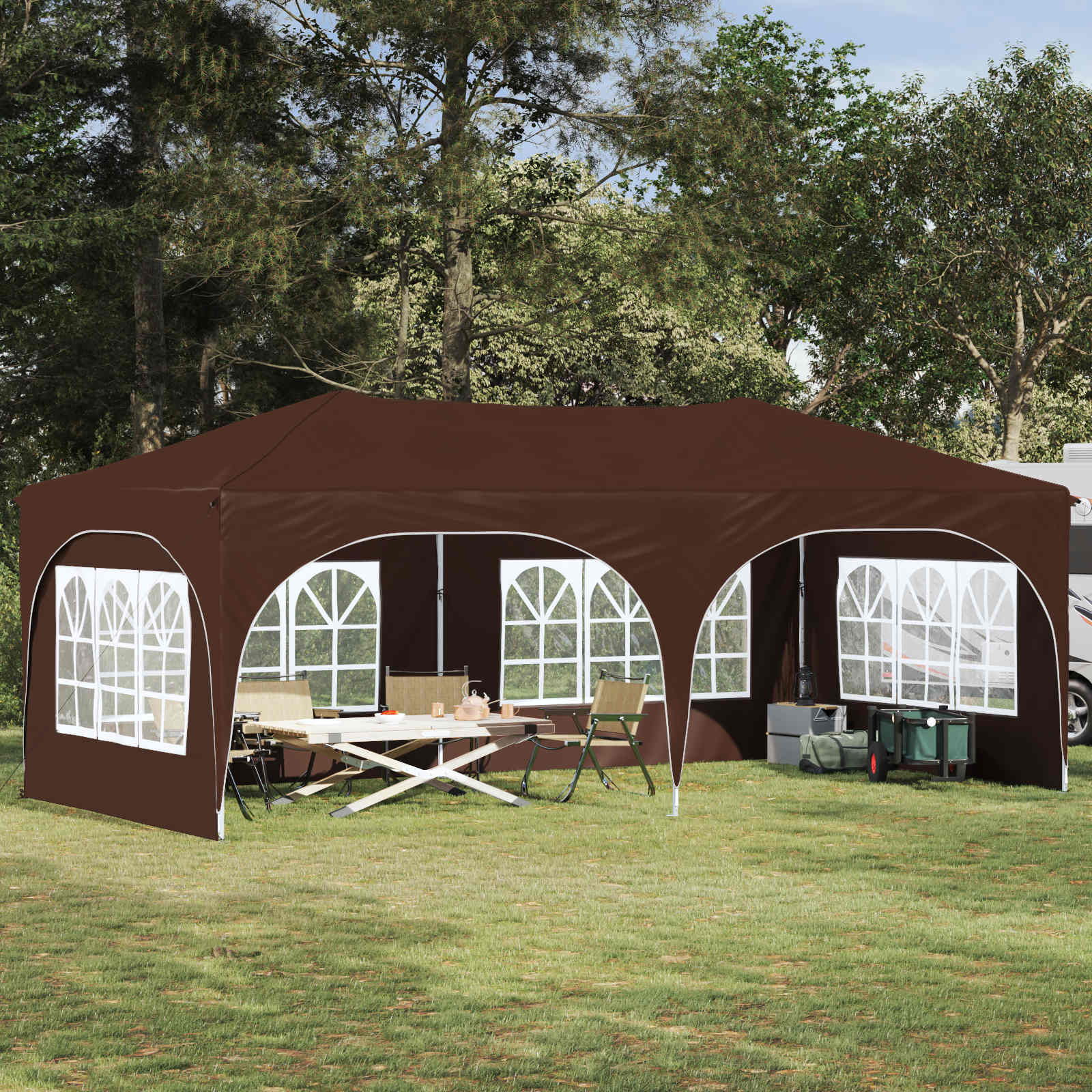 Pop-up šventinis palapinė 575 x 288 x 245 cm Ruda Pop-up šventinis palapinė 575 x 288 x 245 cm Ruda - Image 2