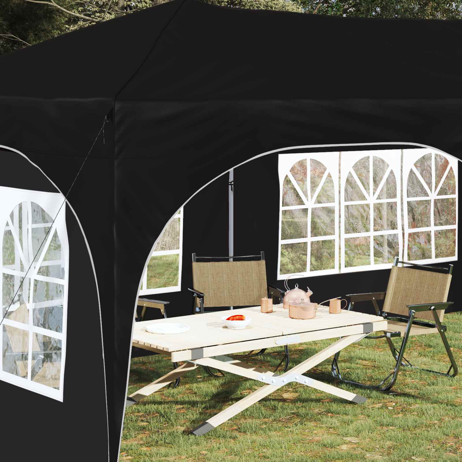 Pop-up šventinis palapinė 575 x 288 x 245 cm Juoda Pop-up šventinis palapinė 575 x 288 x 245 cm Juoda - Image 4