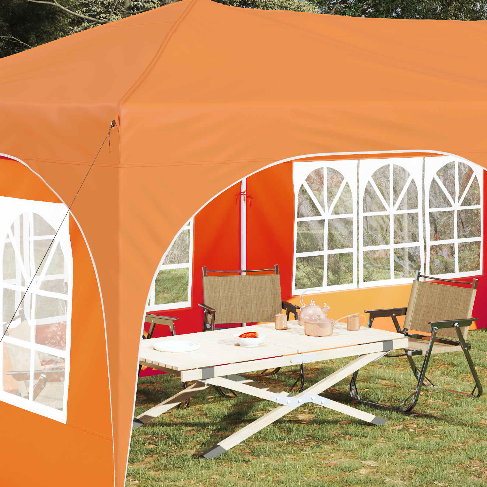 Pop-up šventinis palapinė 575 x 288 x 245 cm Oranžinė Pop-up šventinis palapinė 575 x 288 x 245 cm Oranžinė - Image 4