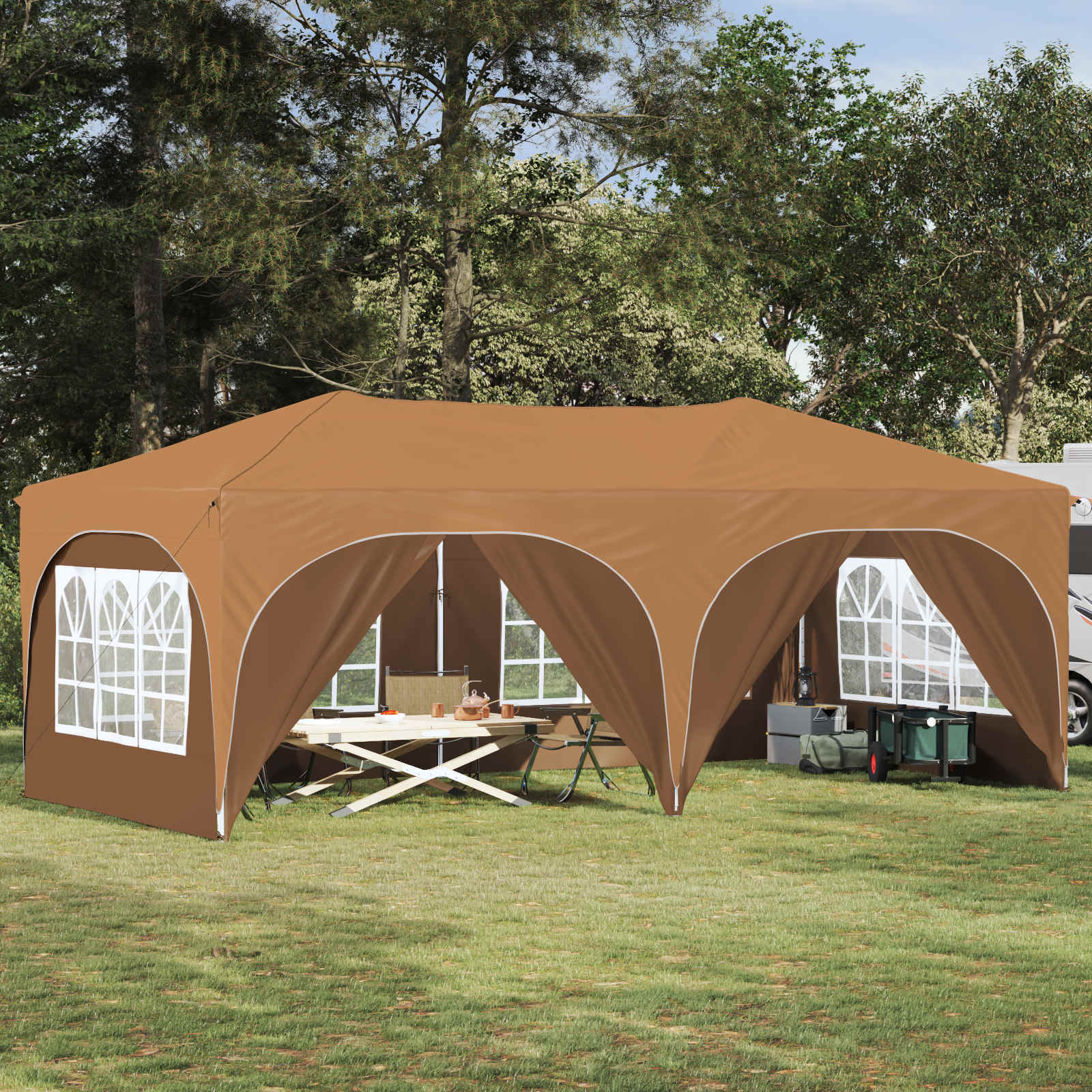 Pop-up šventinis palapinė 575 x 288 x 245 cm Smėlio Pop-up šventinis palapinė 575 x 288 x 245 cm Smėlio - Image 2