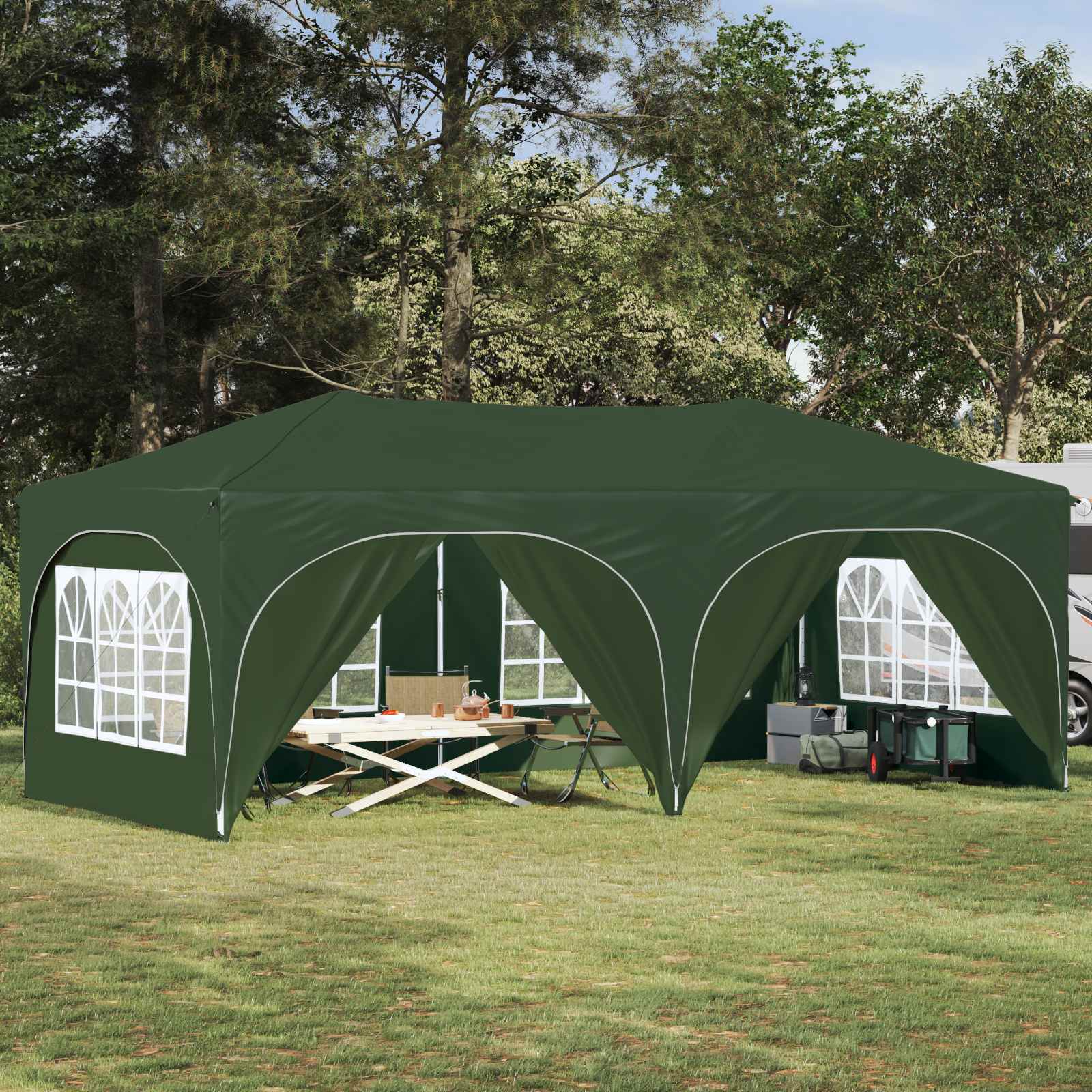 Pop-up šventinis palapinė 575 x 288 x 245 cm Žalia Pop-up šventinis palapinė 575 x 288 x 245 cm Žalia - Image 2