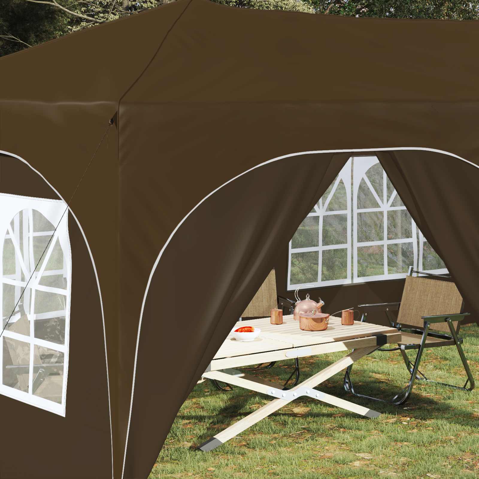 Pop-up šventinis palapinė 575 x 288 x 245 cm Taupe Pop-up šventinis palapinė 575 x 288 x 245 cm Taupe - Image 4