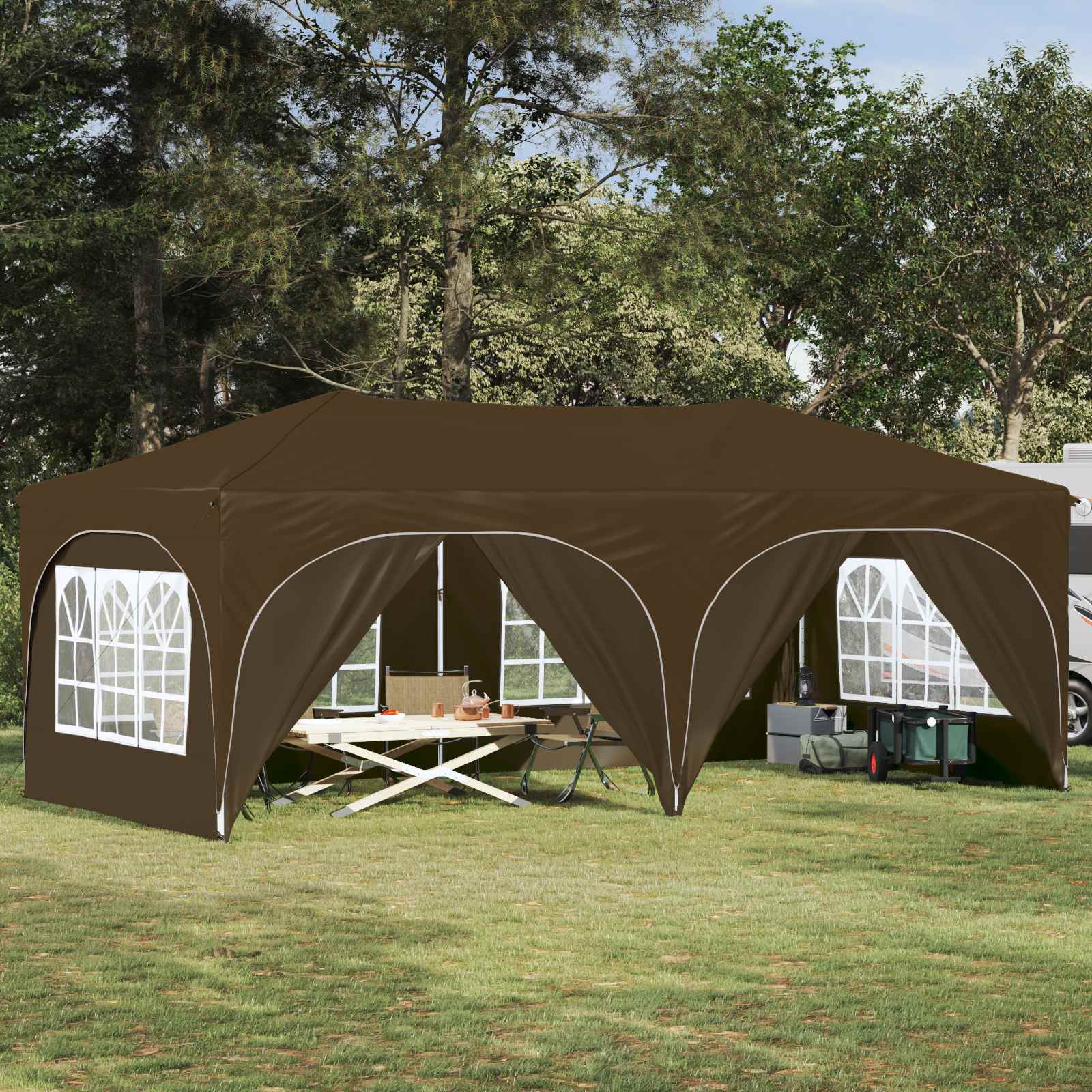 Pop-up šventinis palapinė 575 x 288 x 245 cm Taupe Pop-up šventinis palapinė 575 x 288 x 245 cm Taupe - Image 2