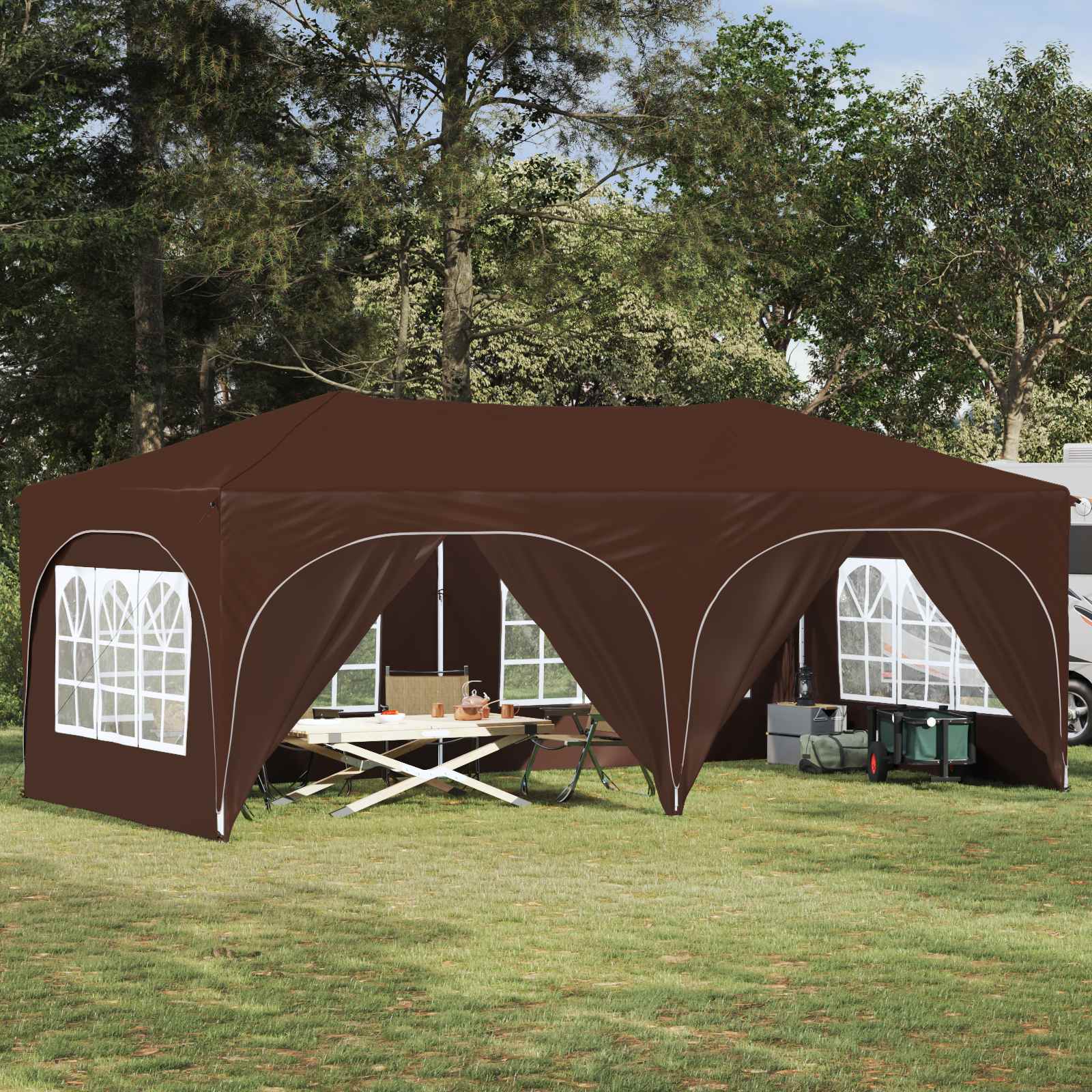 Pop-up šventinis palapinė 575 x 288 x 245 cm Ruda Pop-up šventinis palapinė 575 x 288 x 245 cm Ruda - Image 2