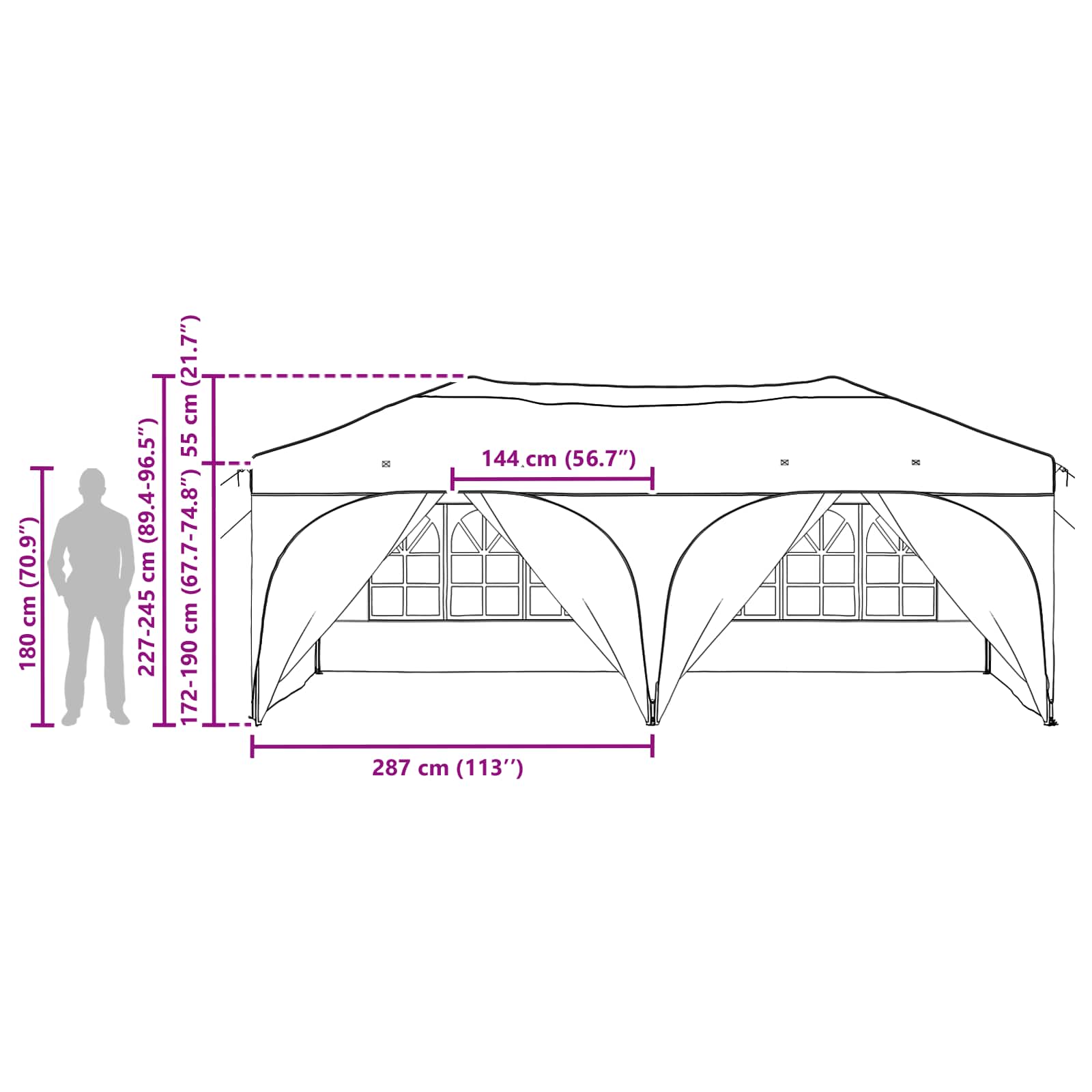 Pop-up šventinis palapinė 575 x 288 x 245 cm Ruda Pop-up šventinis palapinė 575 x 288 x 245 cm Ruda