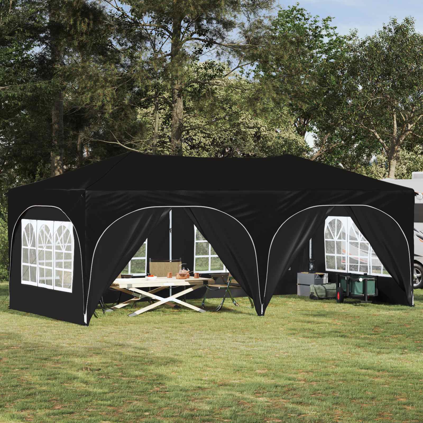 Pop-up šventinis palapinė 575 x 288 x 245 cm Juoda Pop-up šventinis palapinė 575 x 288 x 245 cm Juoda - Image 2