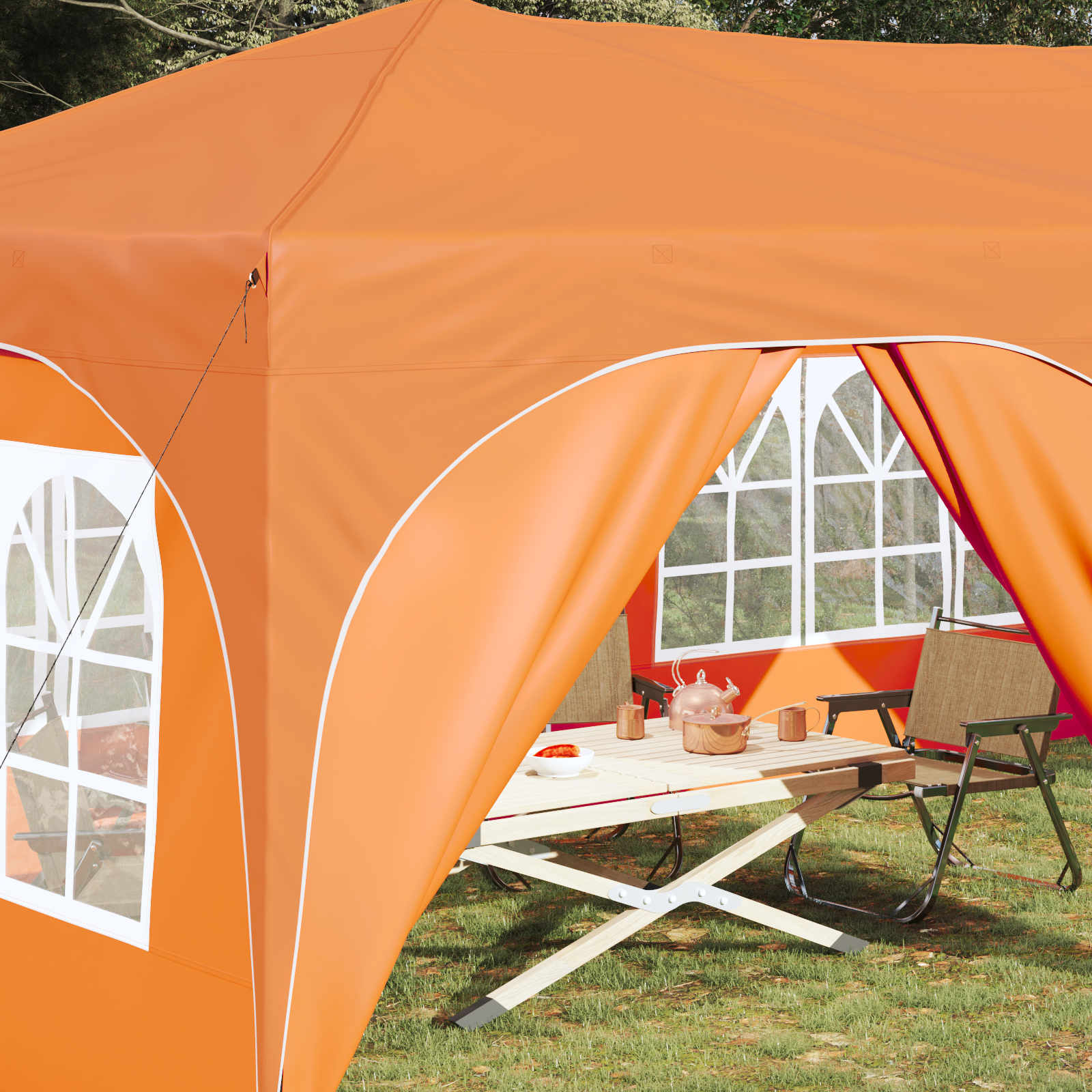 Pop-up šventinis palapinė 575 x 288 x 245 cm Oranžinė Pop-up šventinis palapinė 575 x 288 x 245 cm Oranžinė - Image 4