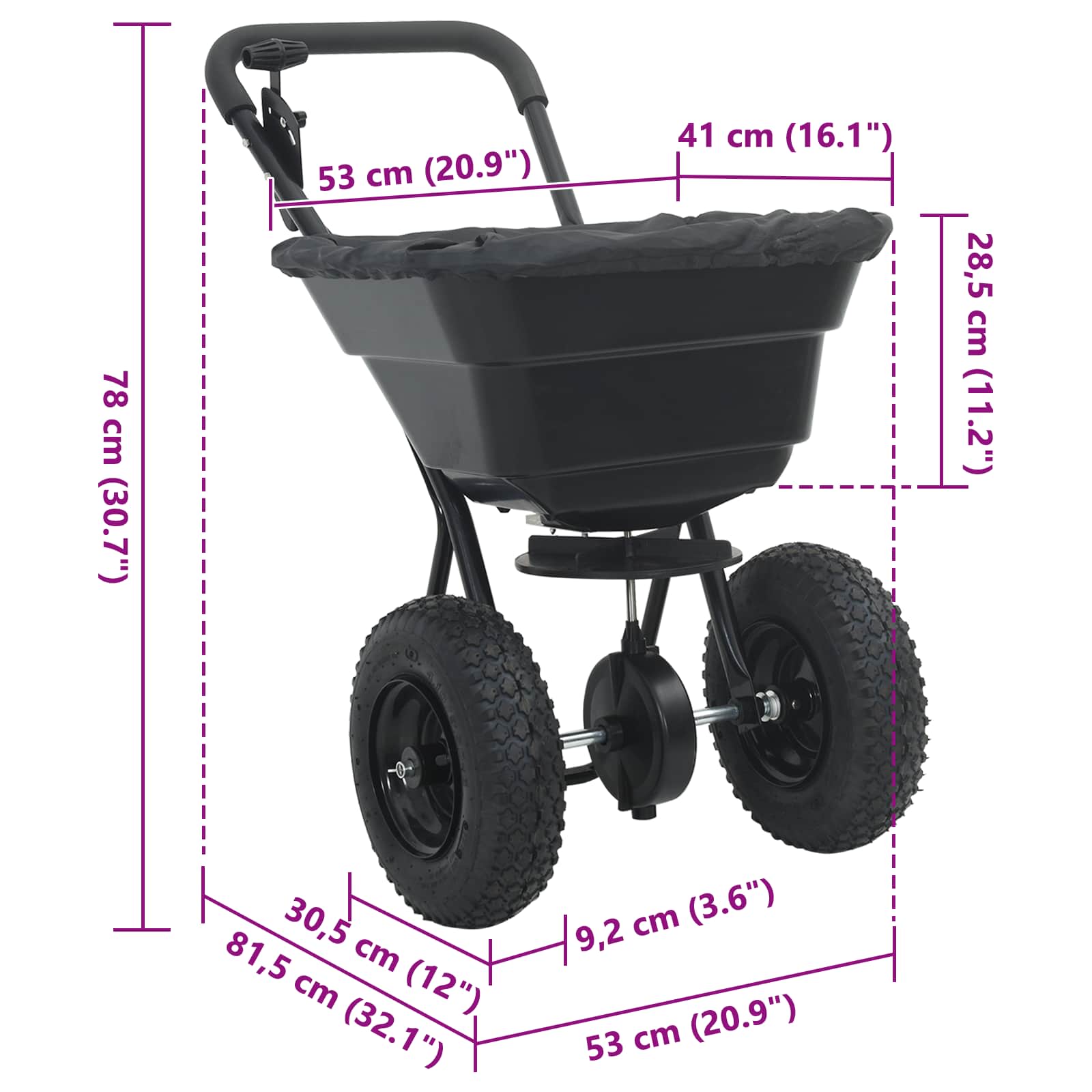 Sėjamoji Juoda 53 x 81,5 x 78 cm PVC ir Plienas Sėjamoji Juoda 53 x 81,5 x 78 cm PVC ir Plienas