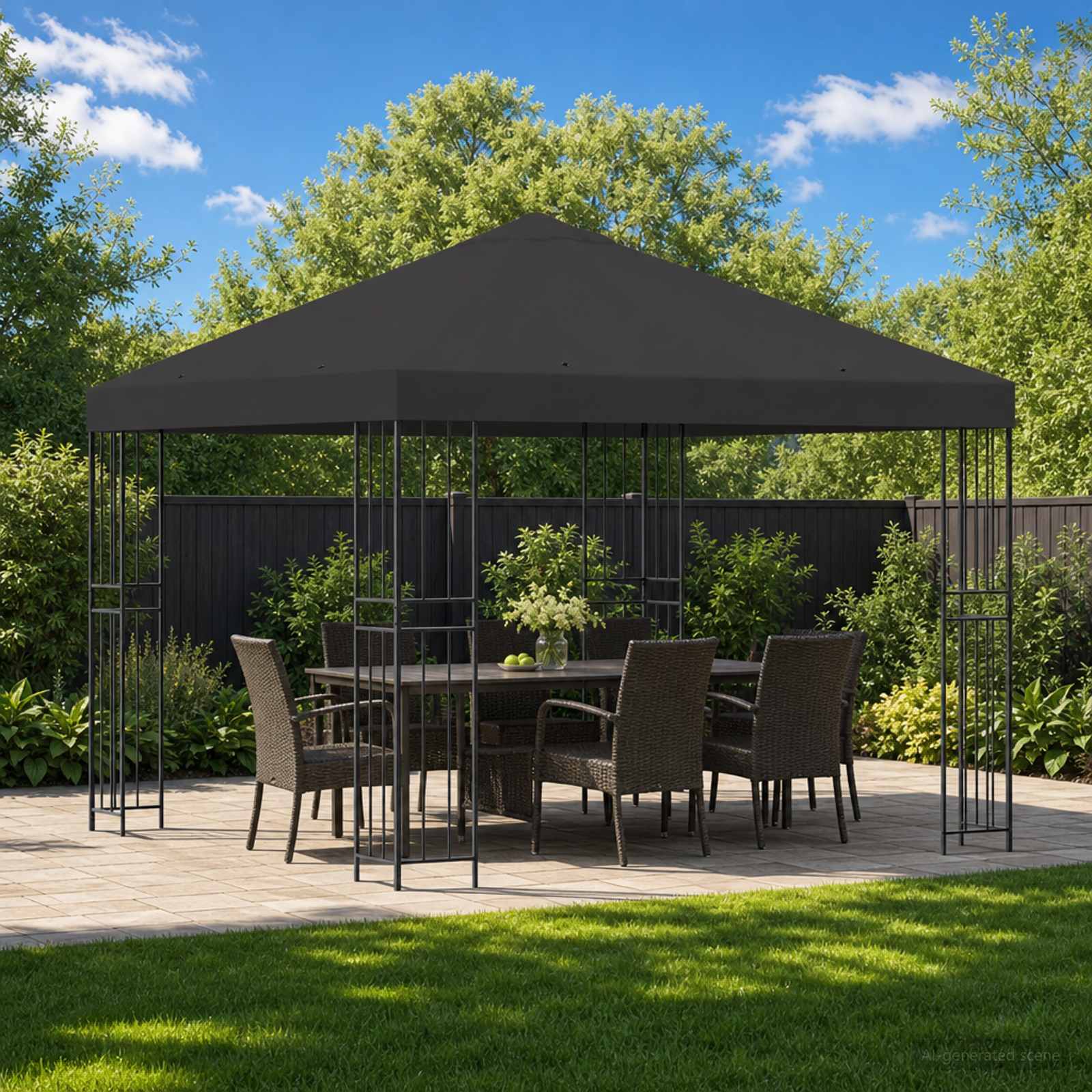 Pavėsinė 3 x 3 m Antracito Poliesteris ir plienas 190 gsm Pavėsinė 3 x 3 m Antracito Poliesteris ir plienas 190 gsm - Image 2