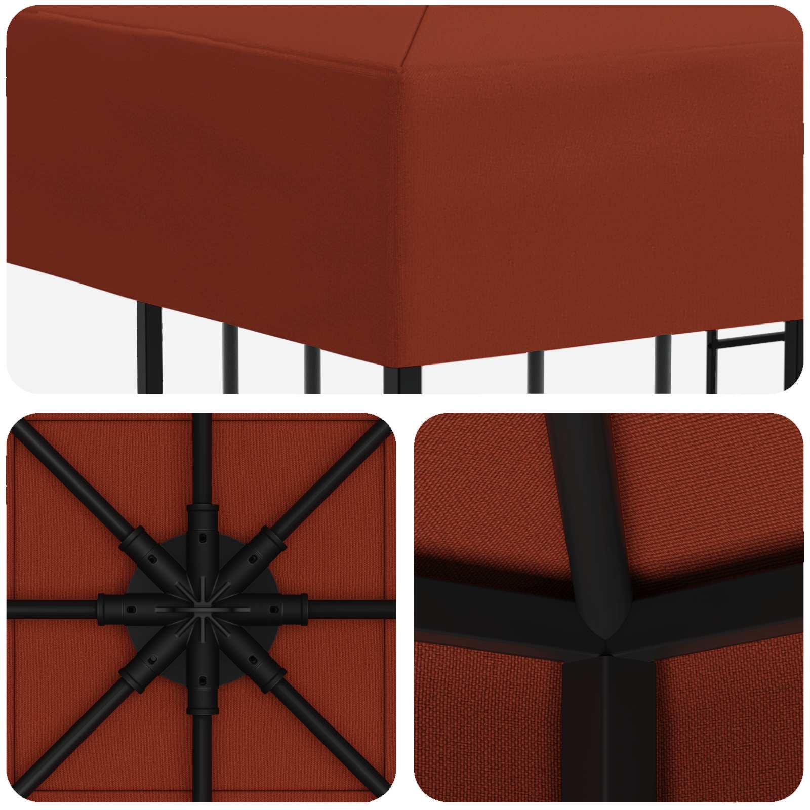 Pavėsinė 3 x 3 m Terakotos Poliesteris ir plienas 190 gsm Pavėsinė 3 x 3 m Terakotos Poliesteris ir plienas 190 gsm - Image 6