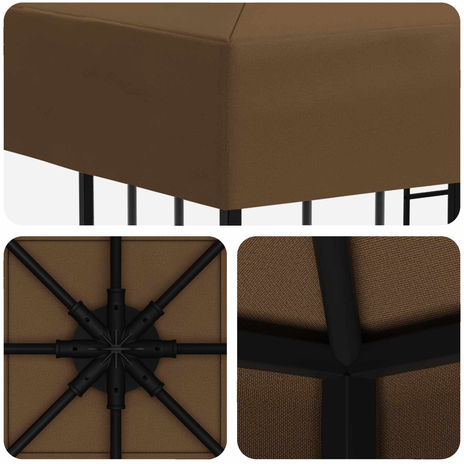 Pavėsinė 3 x 3 m Taupe Poliesteris ir plienas 190 gsm Pavėsinė 3 x 3 m Taupe Poliesteris ir plienas 190 gsm - Image 6