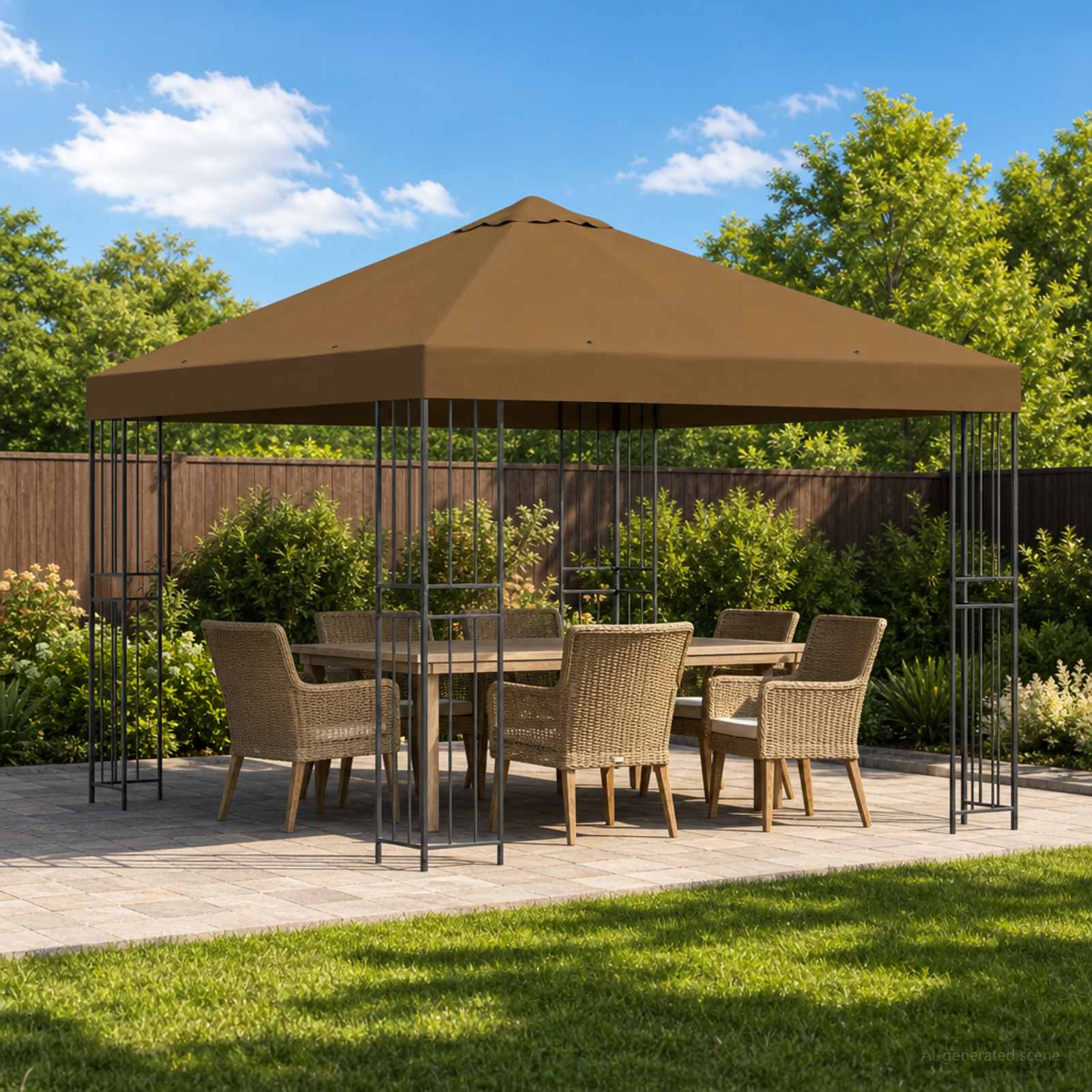 Pavėsinė 3 x 3 m Taupe Poliesteris ir plienas 190 gsm Pavėsinė 3 x 3 m Taupe Poliesteris ir plienas 190 gsm - Image 2