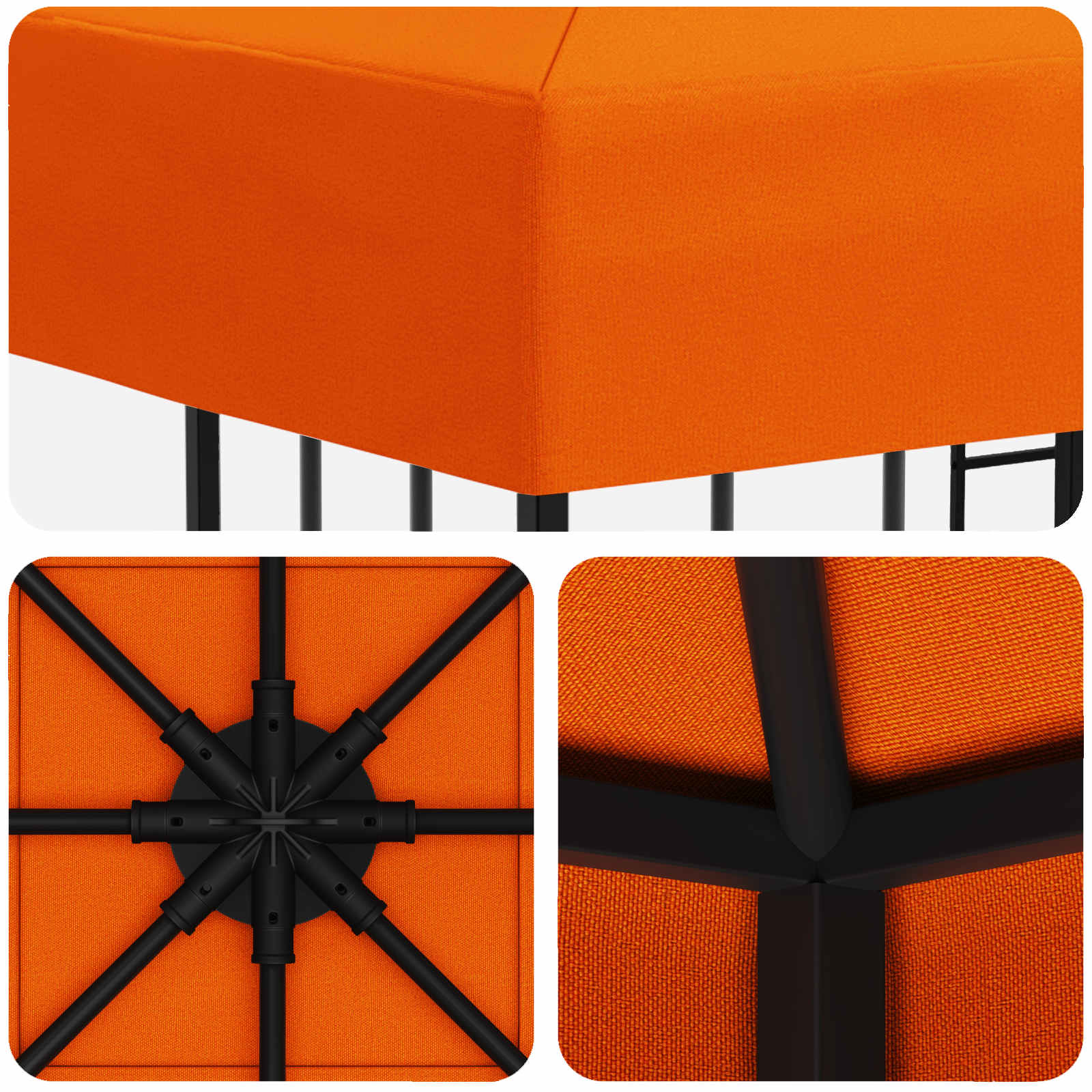 Pavėsinė 3 x 3 m Oranžinė Poliesteris ir plienas 190 gsm Pavėsinė 3 x 3 m Oranžinė Poliesteris ir plienas 190 gsm - Image 6