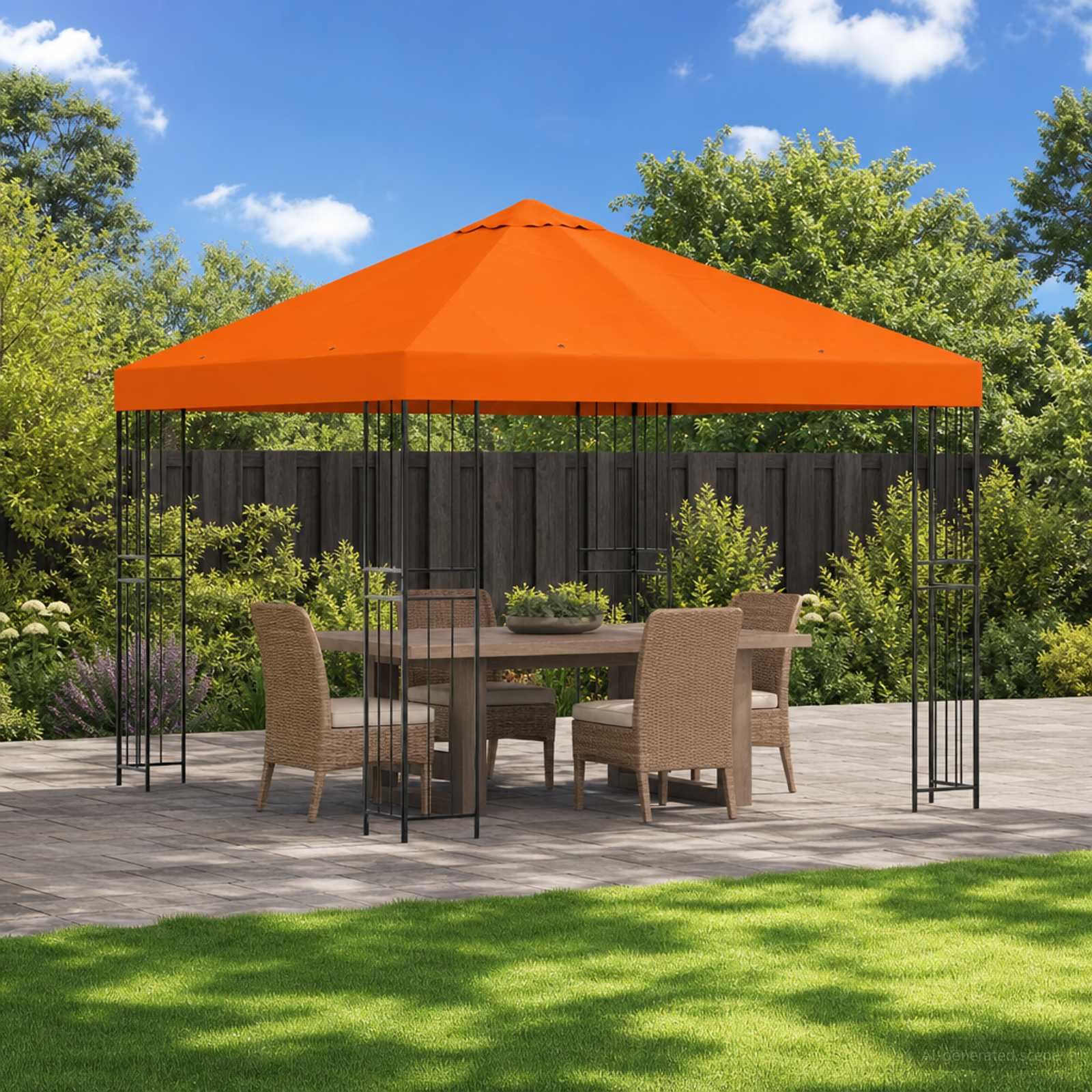 Pavėsinė 3 x 3 m Oranžinė Poliesteris ir plienas 190 gsm Pavėsinė 3 x 3 m Oranžinė Poliesteris ir plienas 190 gsm - Image 2