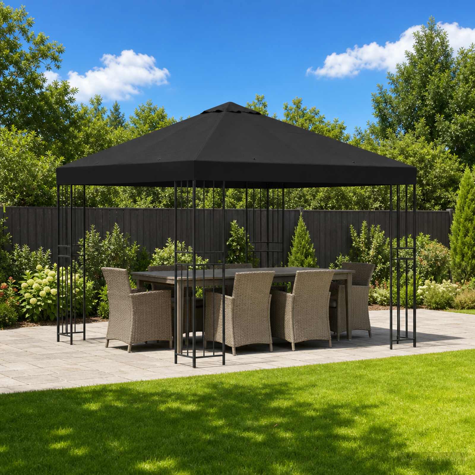 Pavėsinė 3 x 3 m Juoda Poliesteris ir plienas 190 gsm Pavėsinė 3 x 3 m Juoda Poliesteris ir plienas 190 gsm - Image 2