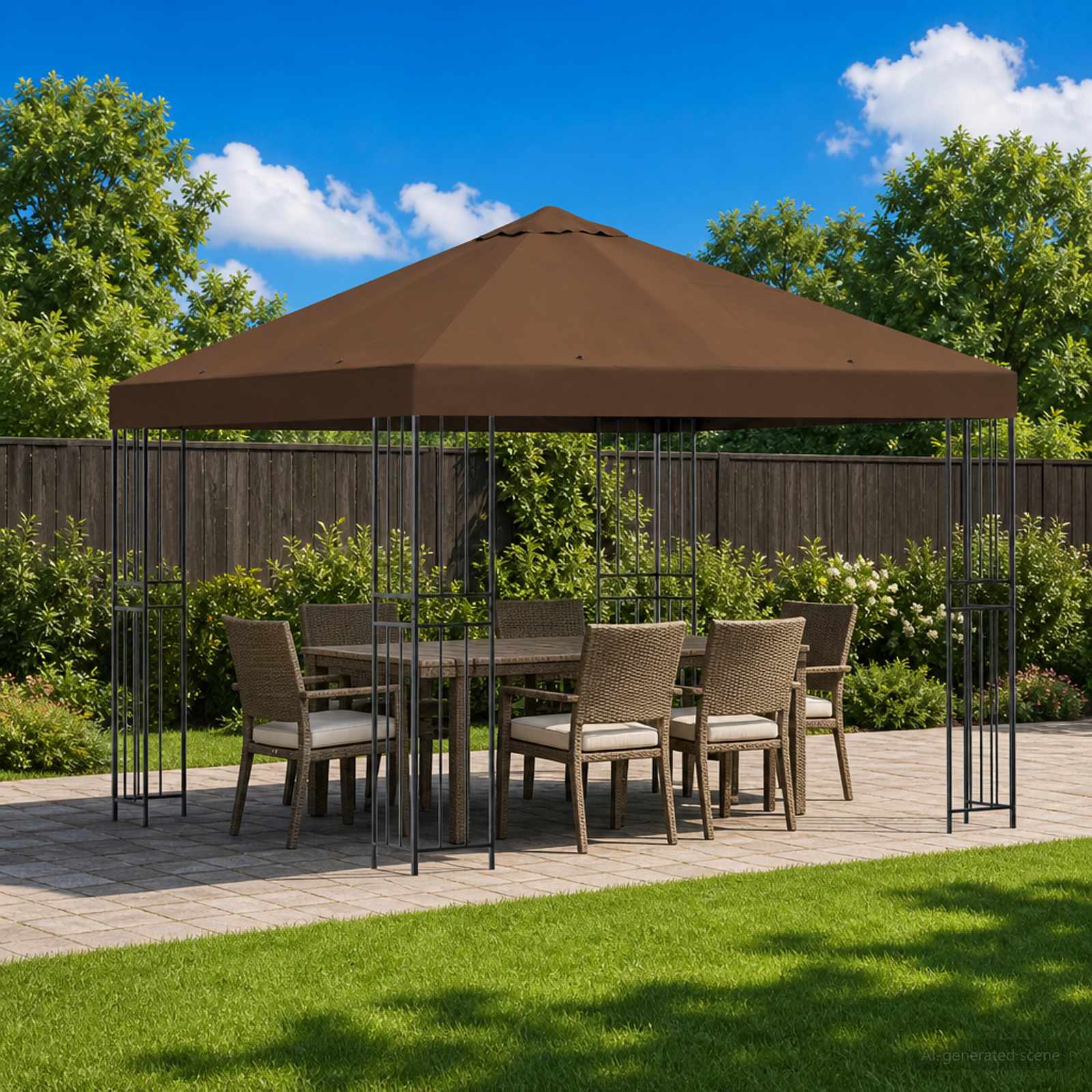 Pavėsinė 3 x 3 m Ruda Poliesteris ir plienas 190 gsm Pavėsinė 3 x 3 m Ruda Poliesteris ir plienas 190 gsm - Image 2