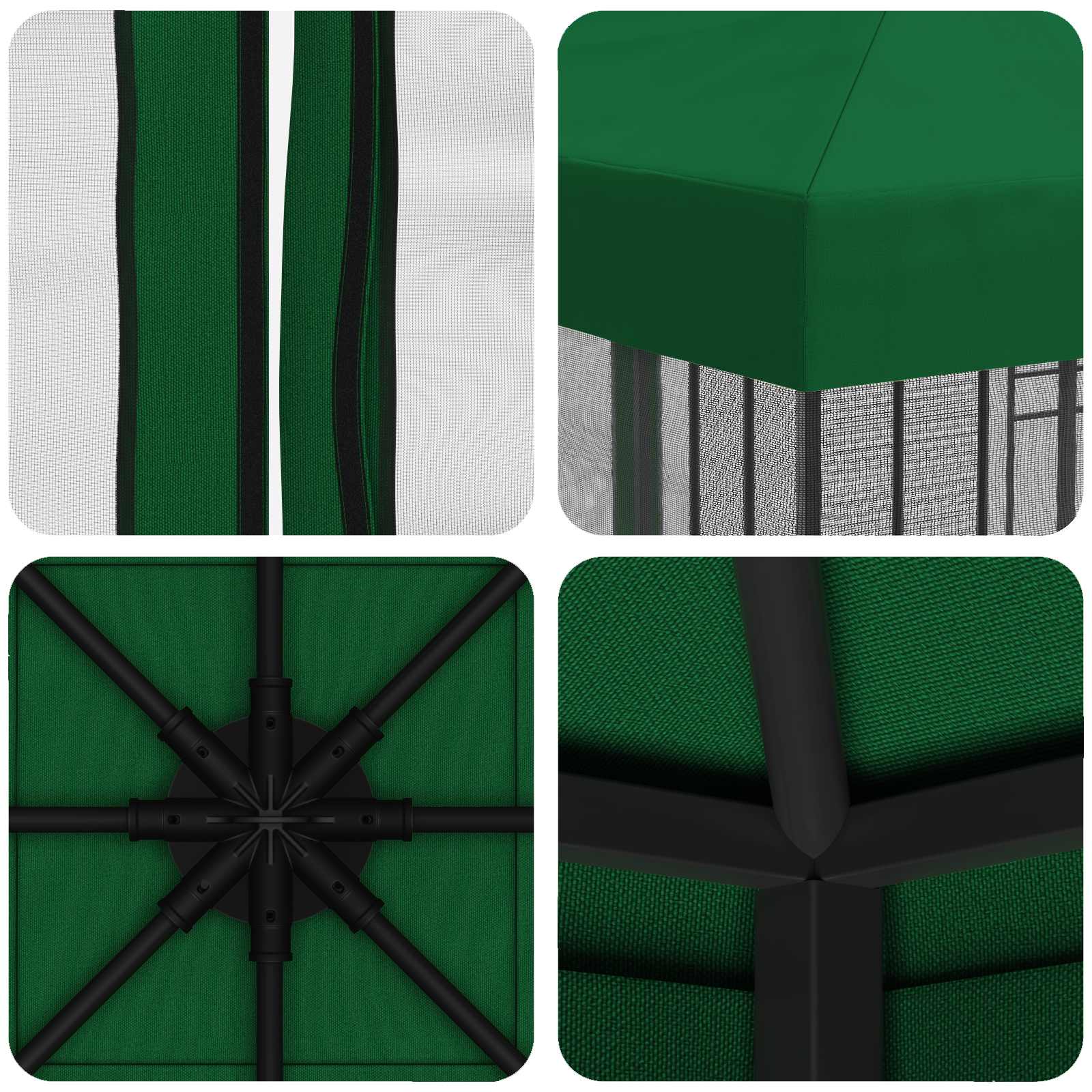 Sodo pavėsinė su šoninėmis sienelėmis 3 x 3 m Žalia Sodo pavėsinė su šoninėmis sienelėmis 3 x 3 m Žalia - Image 8
