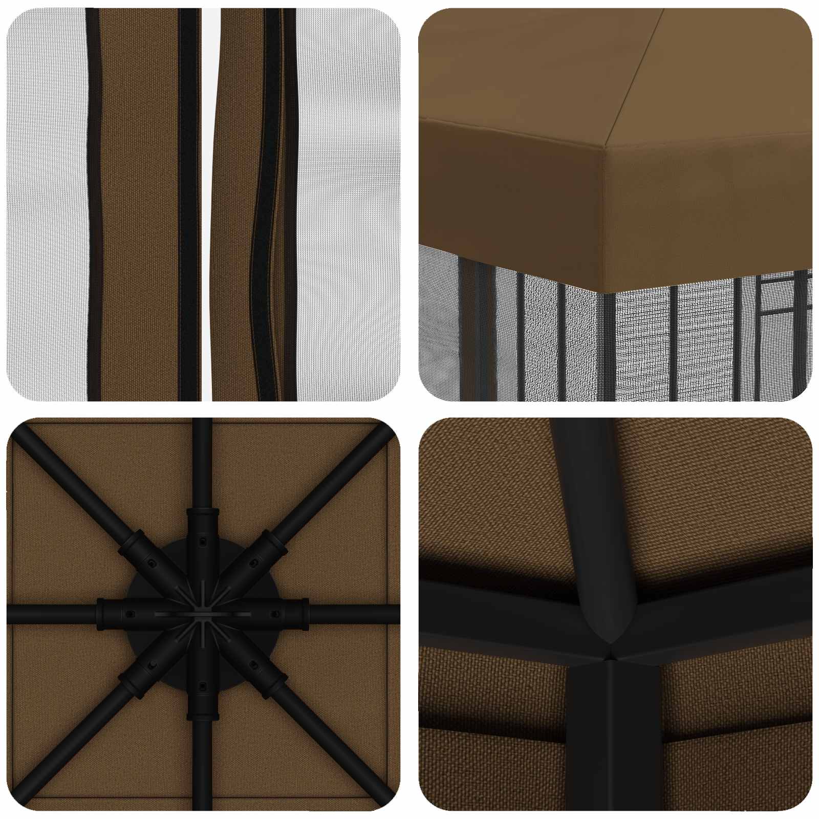 Sodo pavėsinė su šoninėmis sienelėmis 3 x 3 m Taupe Sodo pavėsinė su šoninėmis sienelėmis 3 x 3 m Taupe - Image 8
