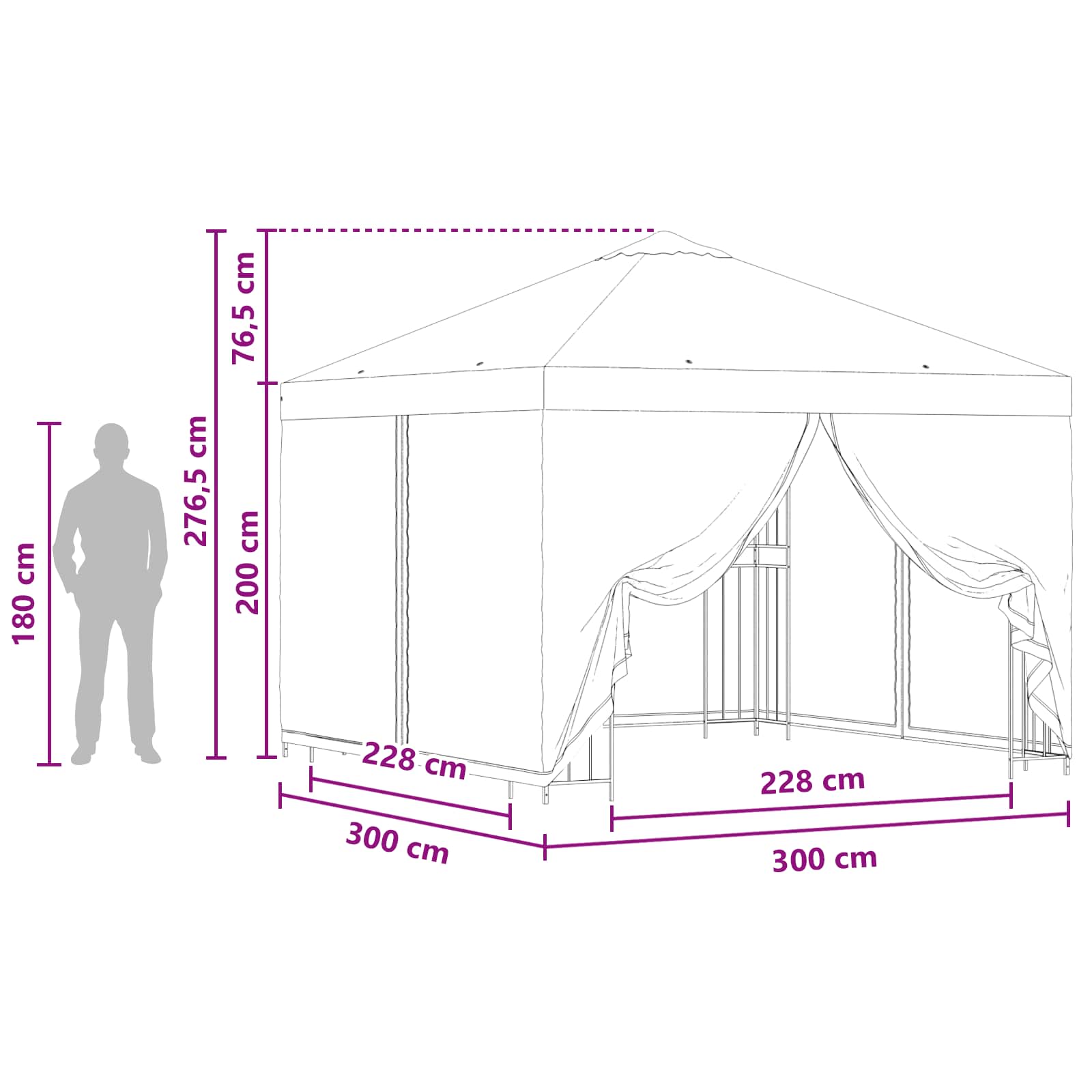 Sodo pavėsinė su šoninėmis sienelėmis 3 x 3 m Taupe Sodo pavėsinė su šoninėmis sienelėmis 3 x 3 m Taupe