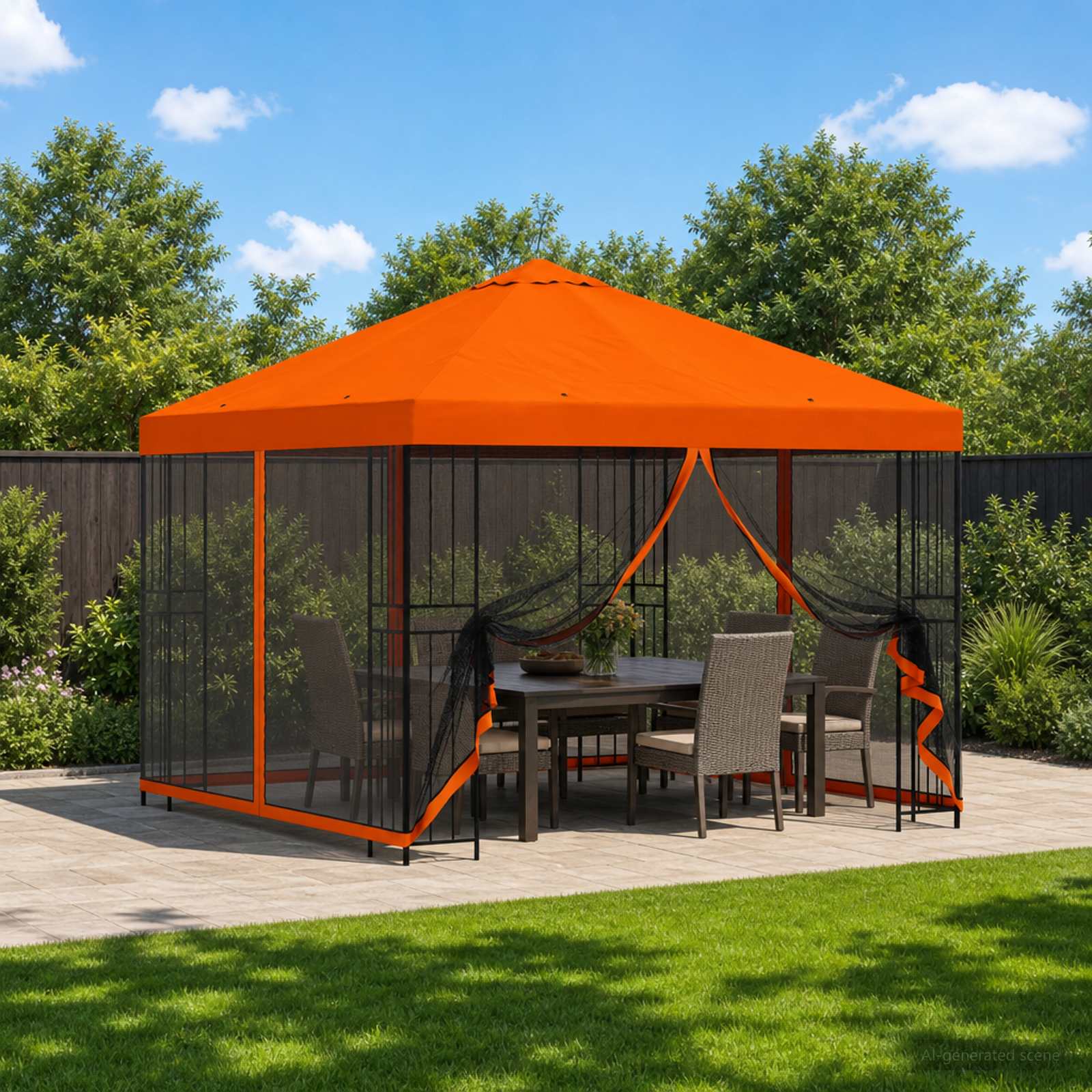 Sodo pavėsinė su šoninėmis sienelėmis 3 x 3 m Oranžinė Sodo pavėsinė su šoninėmis sienelėmis 3 x 3 m Oranžinė - Image 2