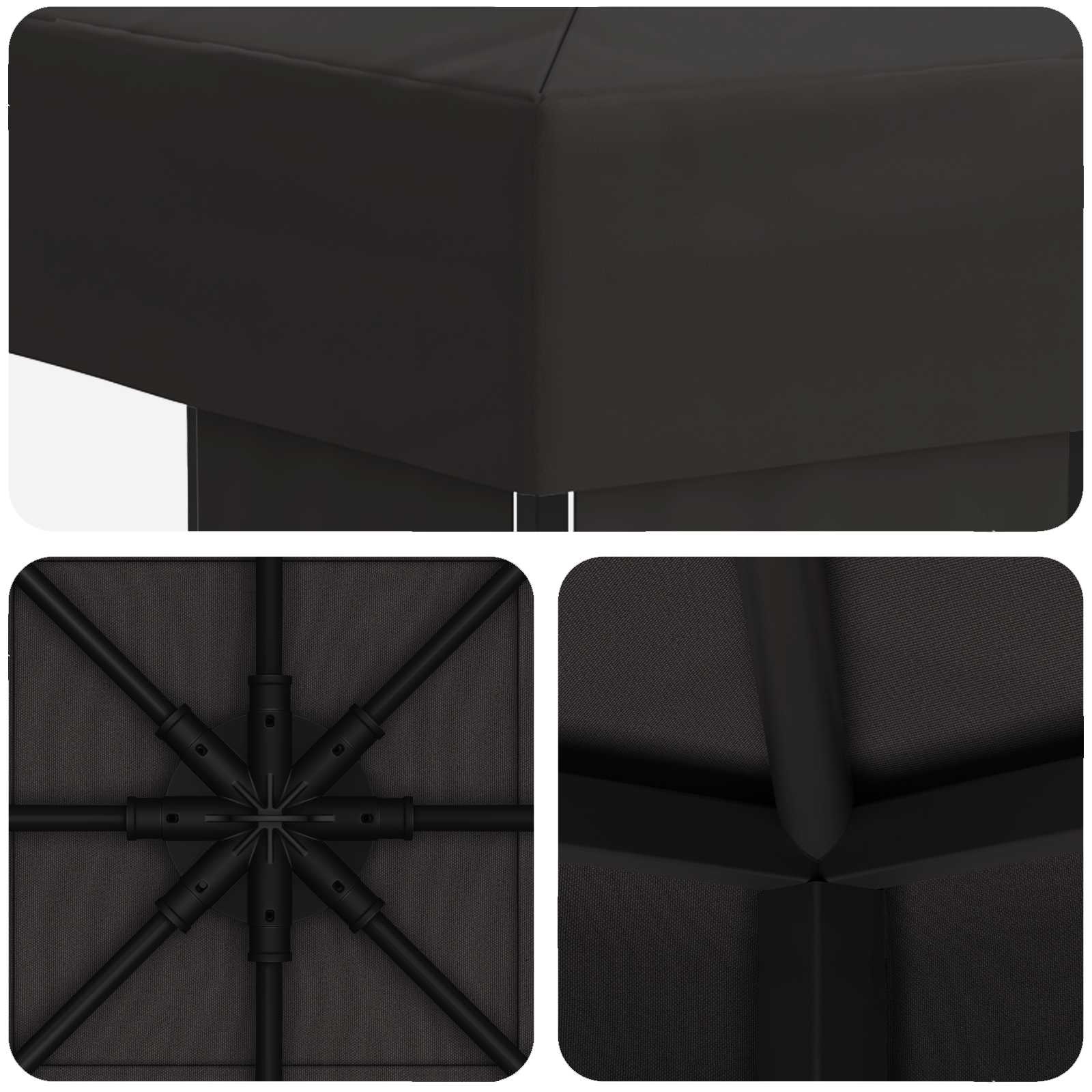 Pavėsinė 3 x 3 m Antracito Poliesteris ir plienas 190 gsm Pavėsinė 3 x 3 m Antracito Poliesteris ir plienas 190 gsm - Image 6