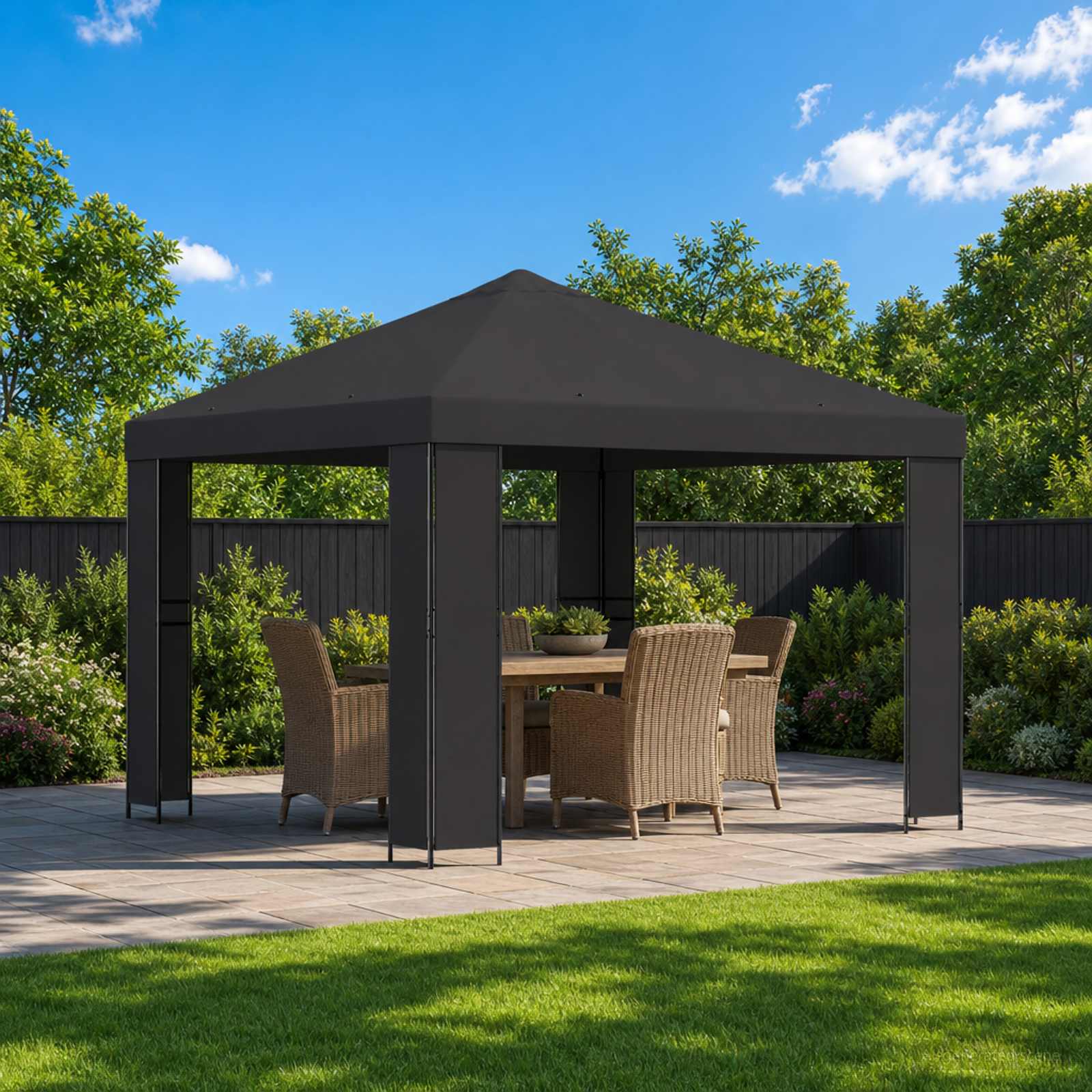 Pavėsinė 3 x 3 m Antracito Poliesteris ir plienas 190 gsm Pavėsinė 3 x 3 m Antracito Poliesteris ir plienas 190 gsm - Image 2