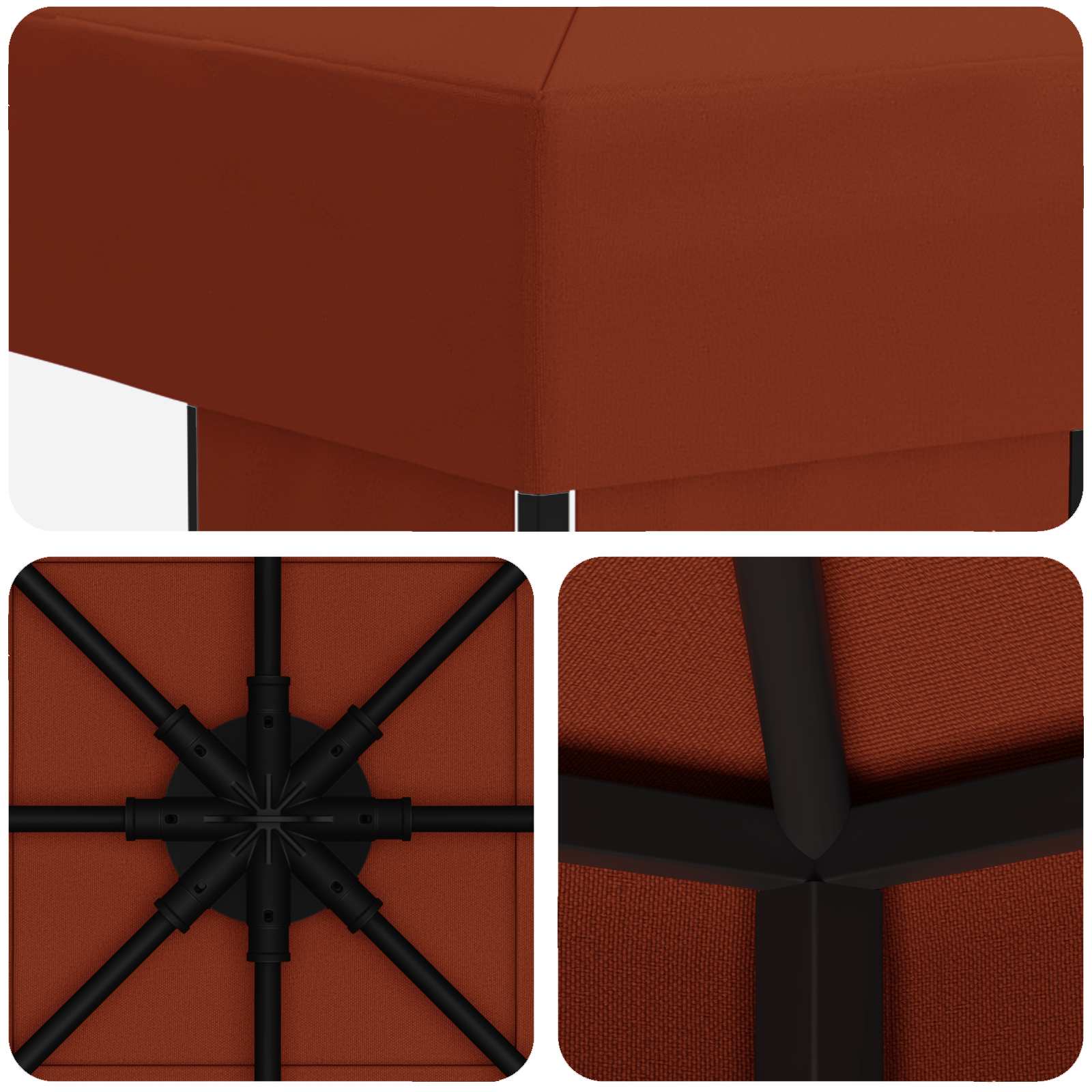 Pavėsinė 3 x 3 m Terakotos Poliesteris ir plienas 190 gsm Pavėsinė 3 x 3 m Terakotos Poliesteris ir plienas 190 gsm - Image 6