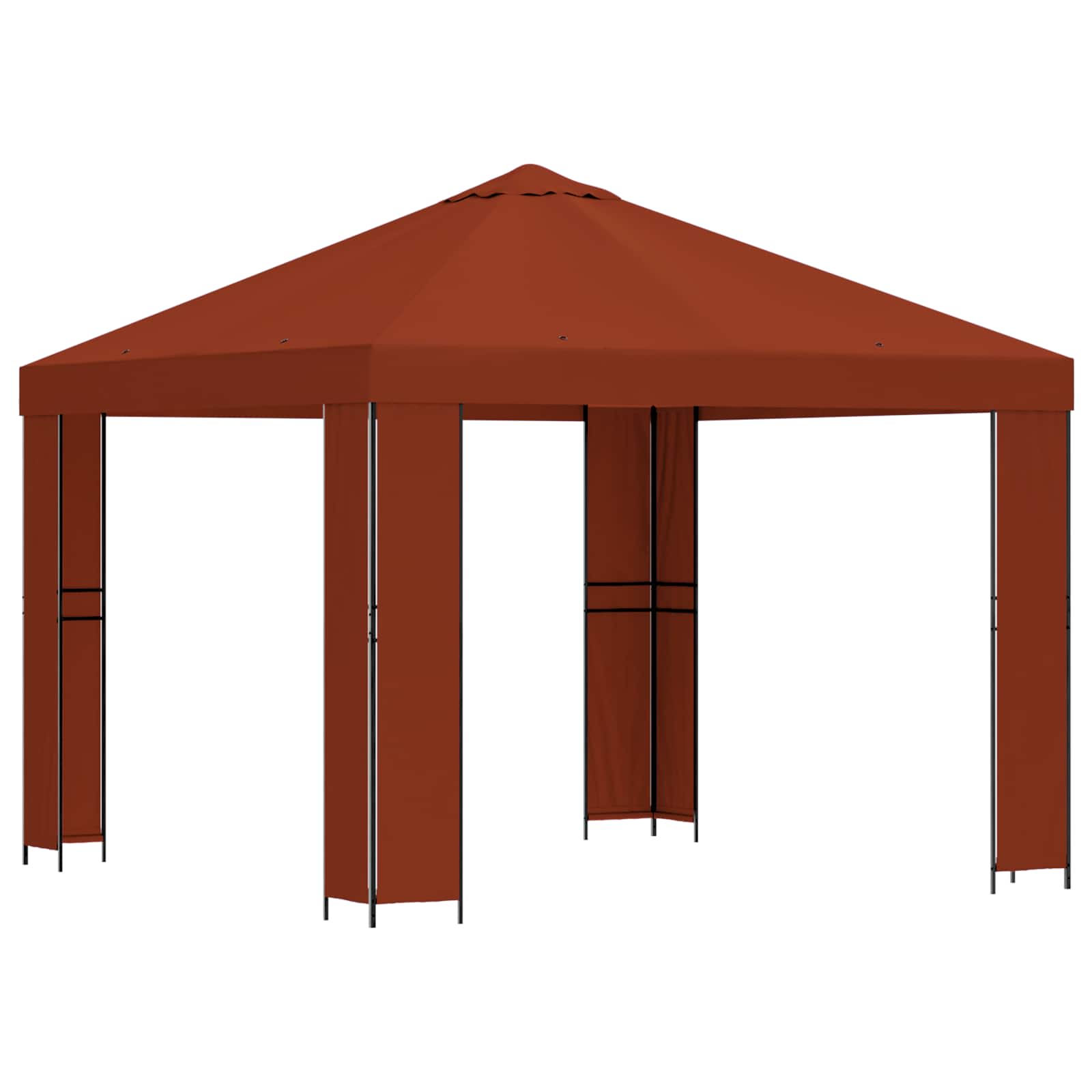 Pavėsinė 3 x 3 m Terakotos Poliesteris ir plienas 190 gsm Pavėsinė 3 x 3 m Terakotos Poliesteris ir plienas 190 gsm - Image 3