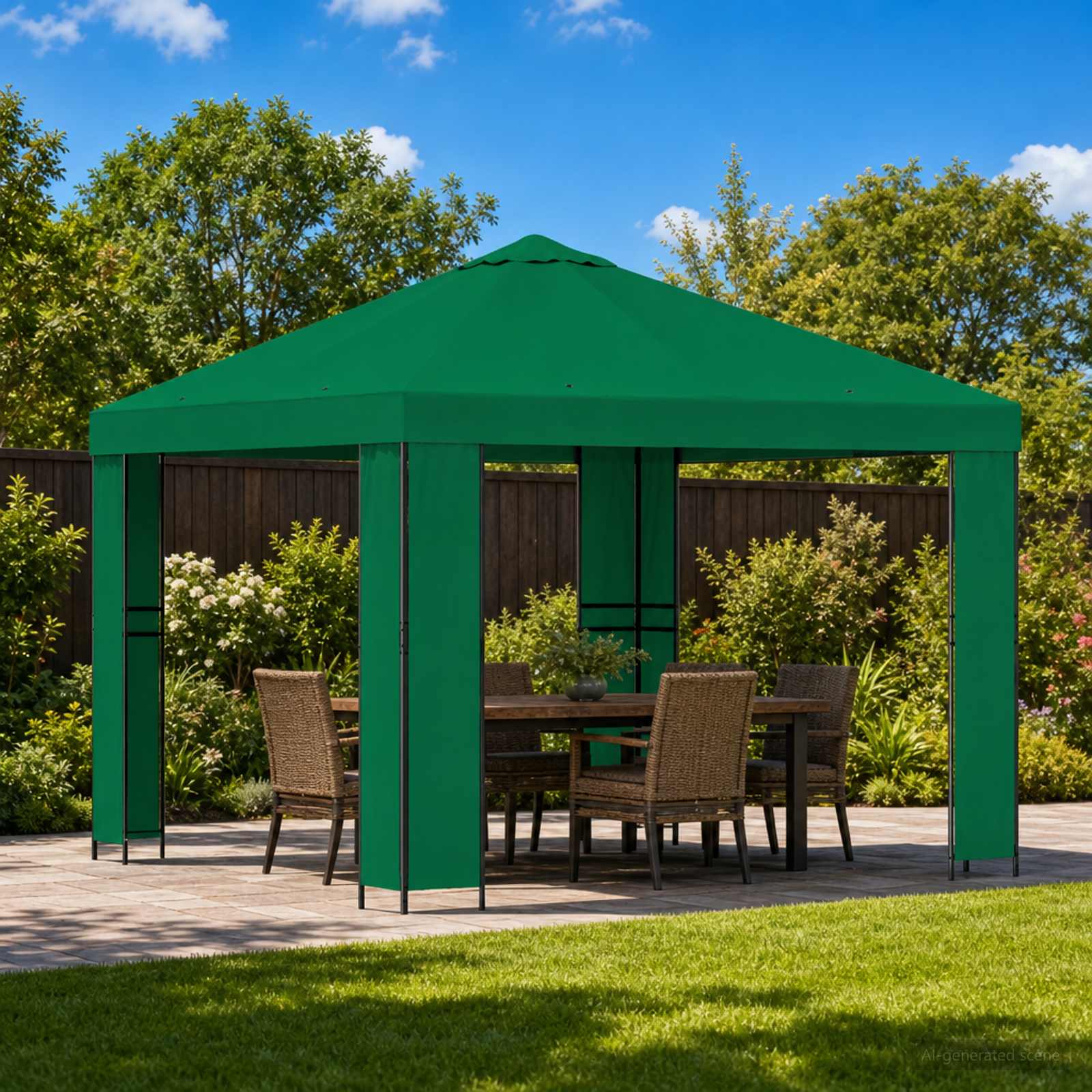 Pavėsinė 3 x 3 m Žalia Poliesteris ir plienas 190 gsm Pavėsinė 3 x 3 m Žalia Poliesteris ir plienas 190 gsm - Image 2